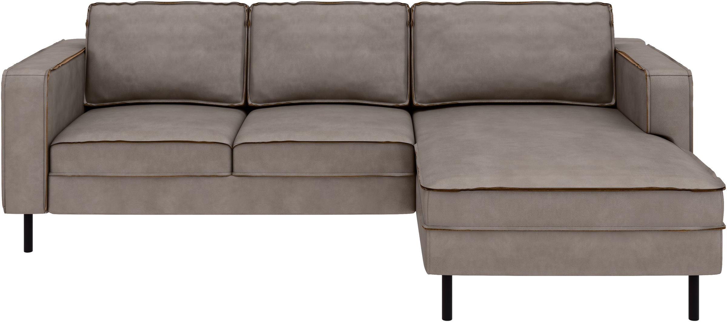 Places of Style Ecksofa »Watkins, wahlweise mit Schlaffunktion/Bettkasten, moderne offene Naht«, Recamiere beidseitig montierbar, L-Form, Breite 232 cm