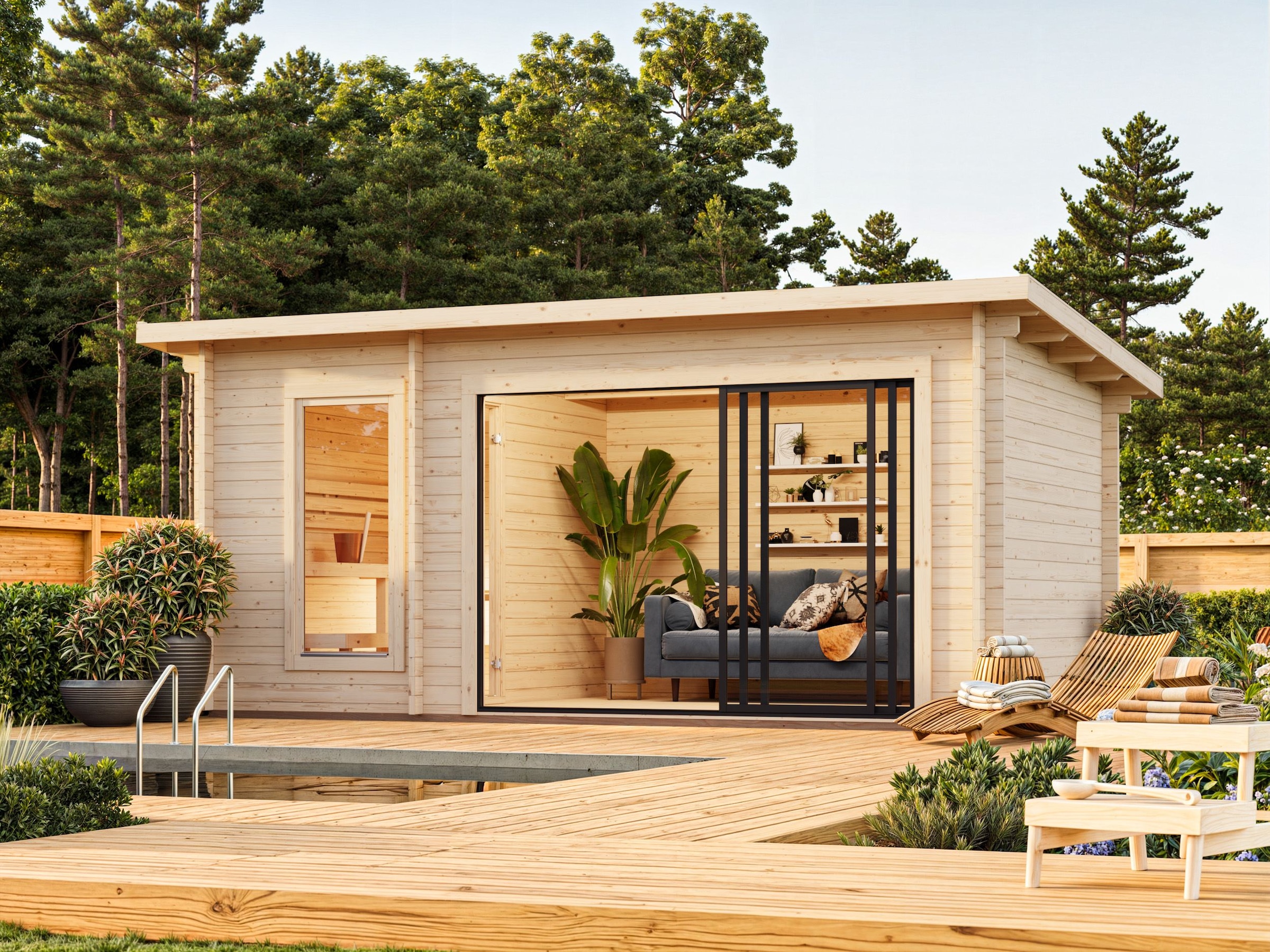 Palmako Sauna »Sanna 12,8 m² Slide Plus«
