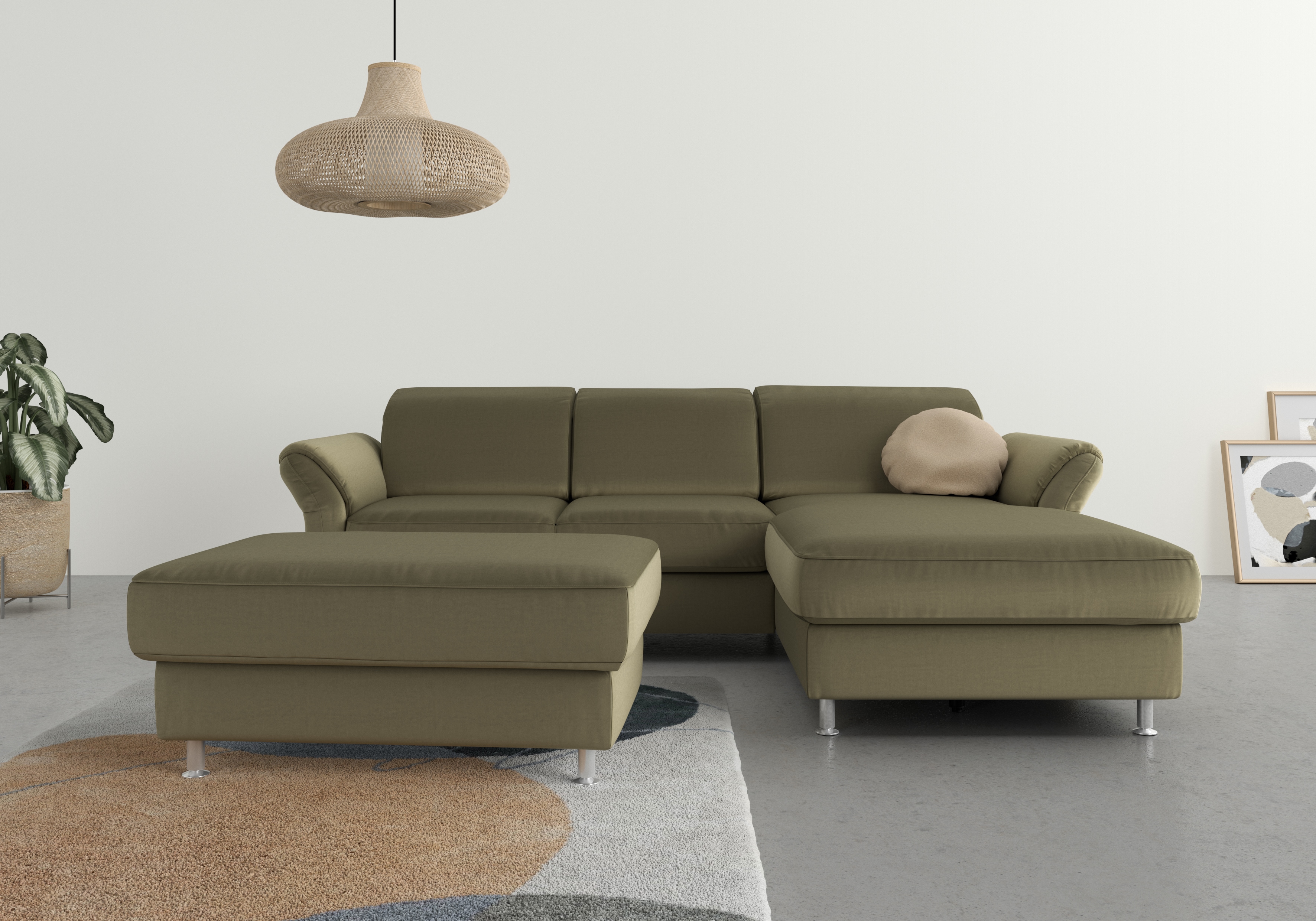 sit&more Ecksofa "Apulia L-Form" wahlweise Schlaffunktion, Bettkasten und Kopf- und Armteilverstellung