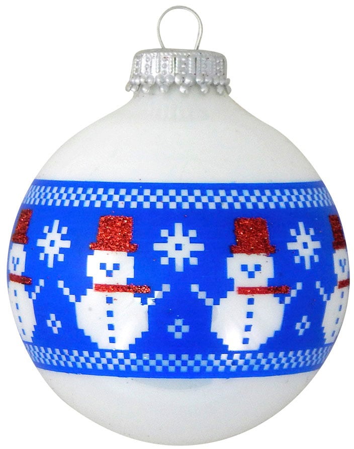 Krebs Glas Lauscha Weihnachtsbaumkugel »Glaskkugeln mit "genähtem" Schneemann Band«, (Set, 4 St.), Weihnachtsdeko, Christbaumschmuck, Christbaumkugeln aus Glas