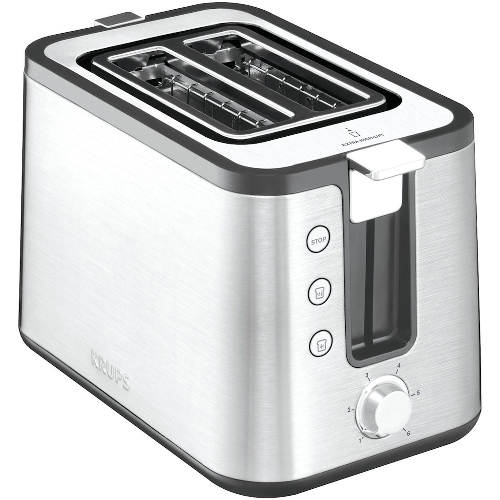Krups Toaster »KH442D Control Line«, 2 kurze Schlitze, für 2 Scheiben, 850 W, 6 Stufen, erweiterte Funktionen, Hebefunktion, Krümelschublade