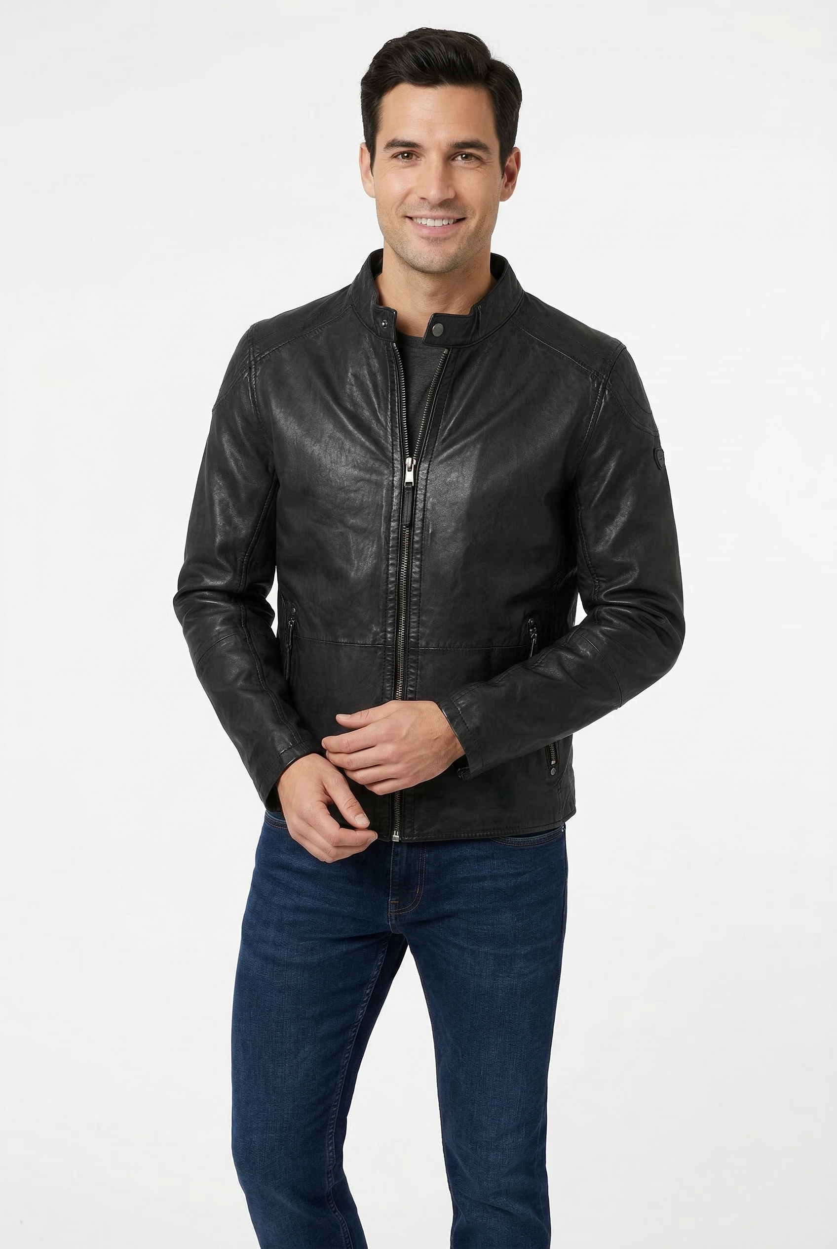 Mauritius Lederjacke "MMBaydo" mit Bikerkragen günstig online kaufen