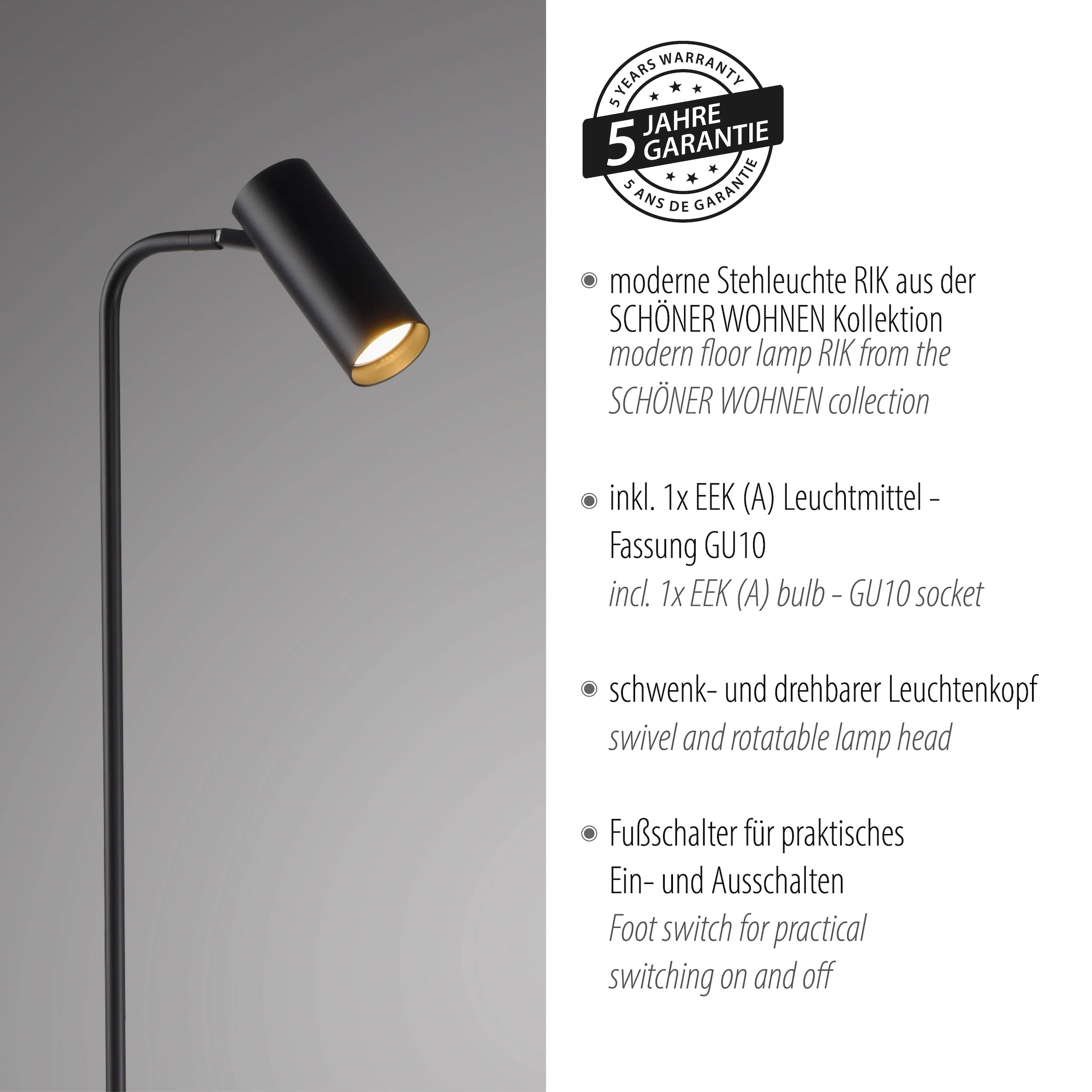 SCHÖNER WOHNEN-Kollektion LED Stehlampe »RIK« GU10 1 Stk. Warmweiß SCHÖNER WOHNEN Kollektion, dreh- und schwenkbar