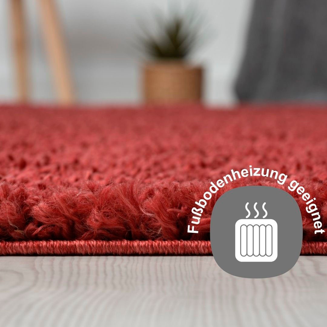 Myflair Möbel & Accessoires Hochflor-Bettumrandung »My Shaggy«, (3 tlg.), Shaggy, Uni-Farben, leicht glänzend, extra flauschig, Läufer-Set
