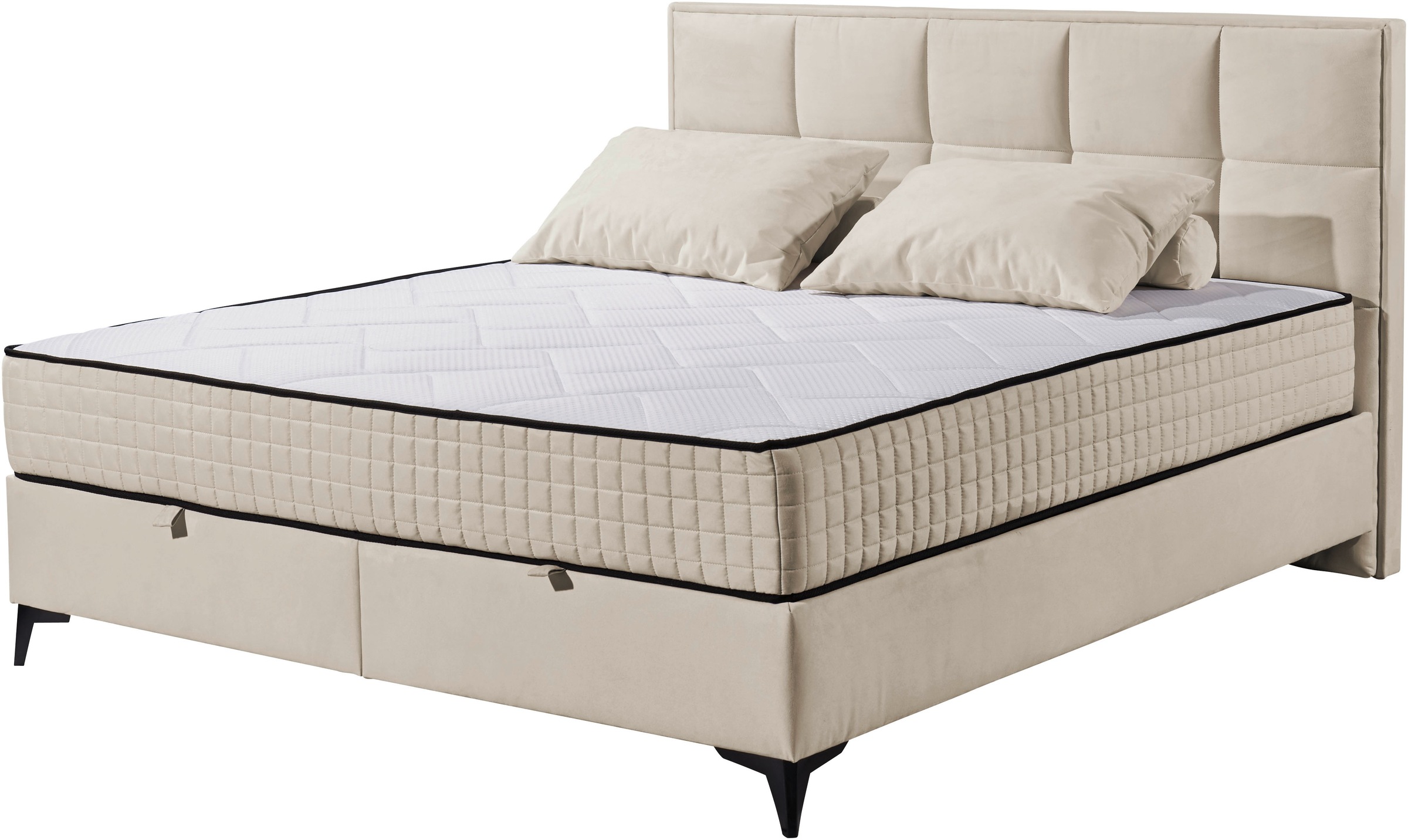 ED EXCITING DESIGN Boxbett »Monroe inkl. Bettkasten, erhältlich in den Breiten 160cm & 180cm«, Duo-Matratze - feste Seite mit Kokosmatte