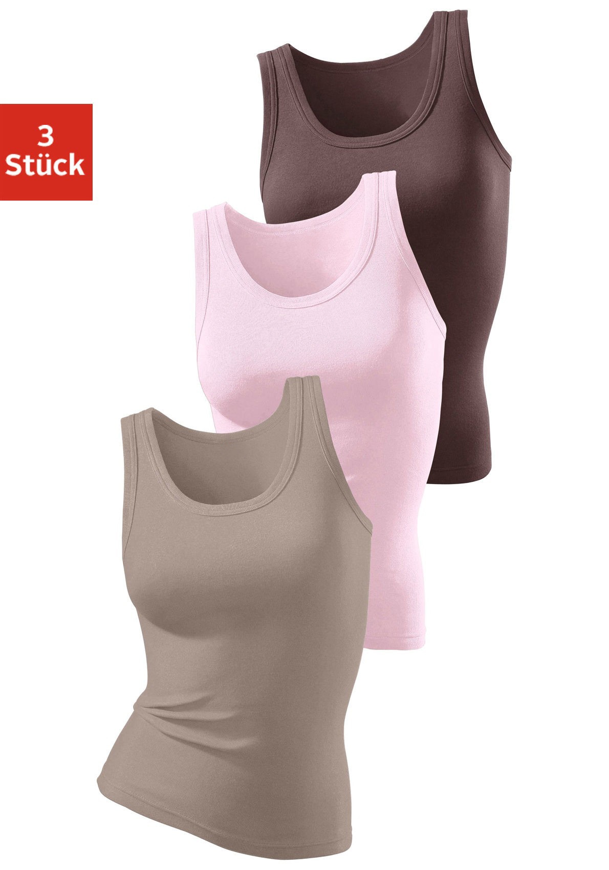 H.I.S Tanktop 3er-Pack, aus luftiger Rippqualität aus Baumwolle