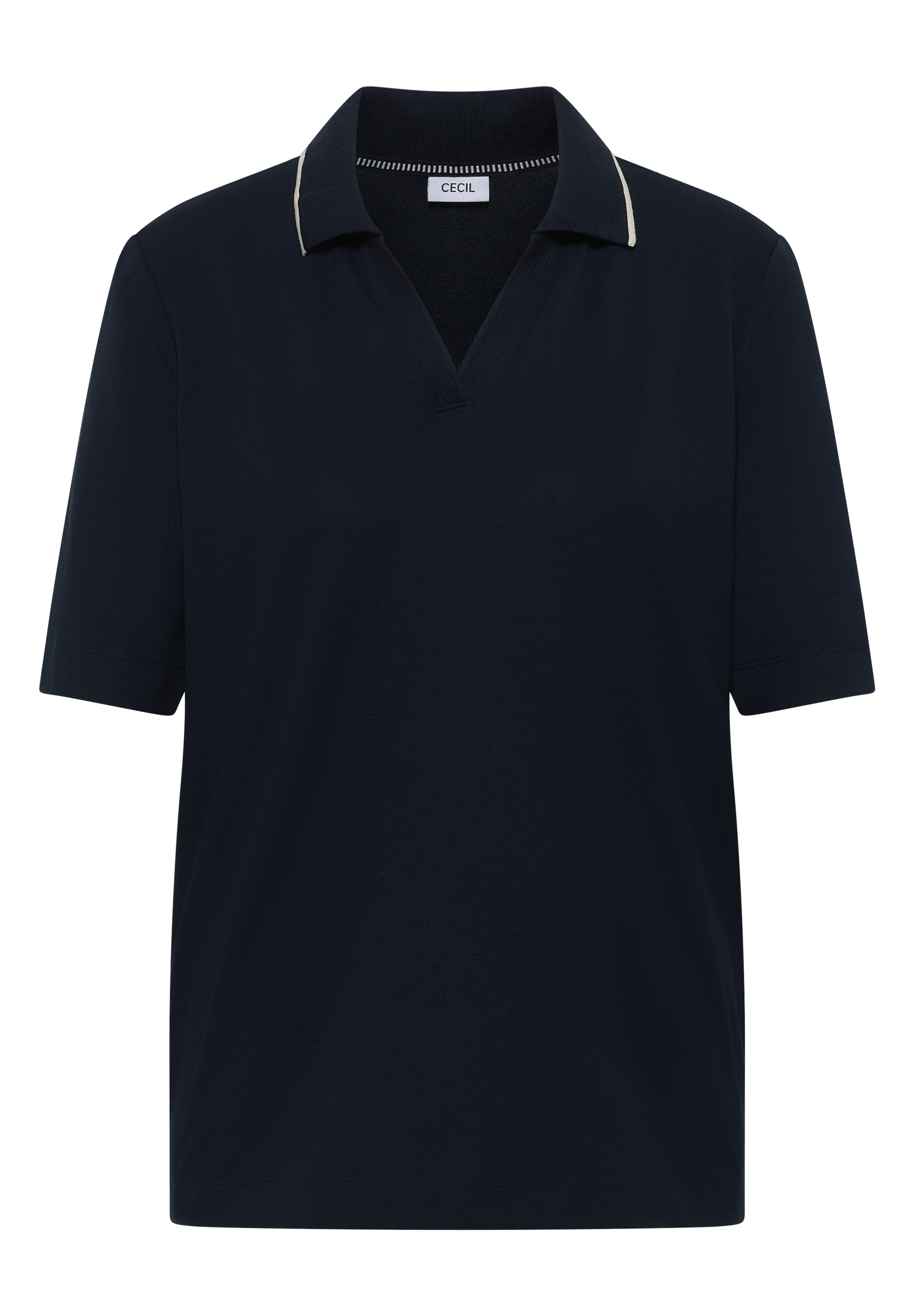 Cecil Poloshirt mit Kontrast-Streifen und V-Ausschnitt