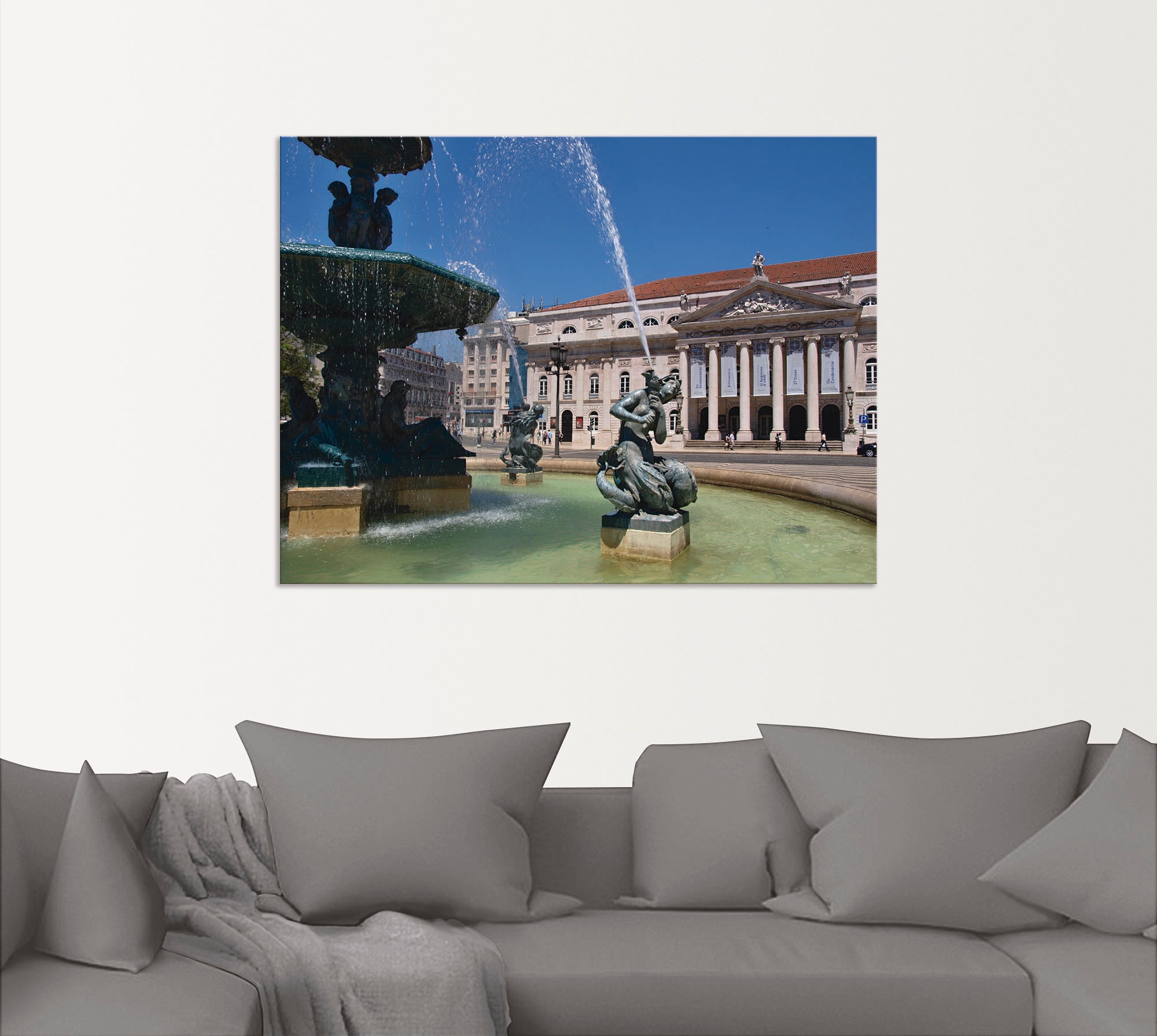 Artland Wandbild »Rossio Platz in Lissabon«, Architektonische Elemente, (1 St.), als Alubild, Leinwandbild, Wandaufkleber oder Poster in versch. Größen