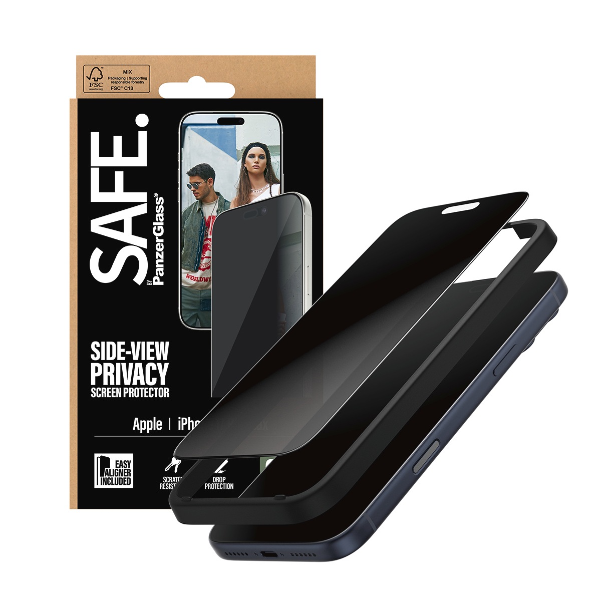 SAFE by PanzerGlass Displayschutzglas »Side-View Privacy Screen Protector«, für Apple iPhone 17 Pro Max, Displayschutzfolie, Schutzfolie, Bildschirmschutz, kratz- & stoßfest