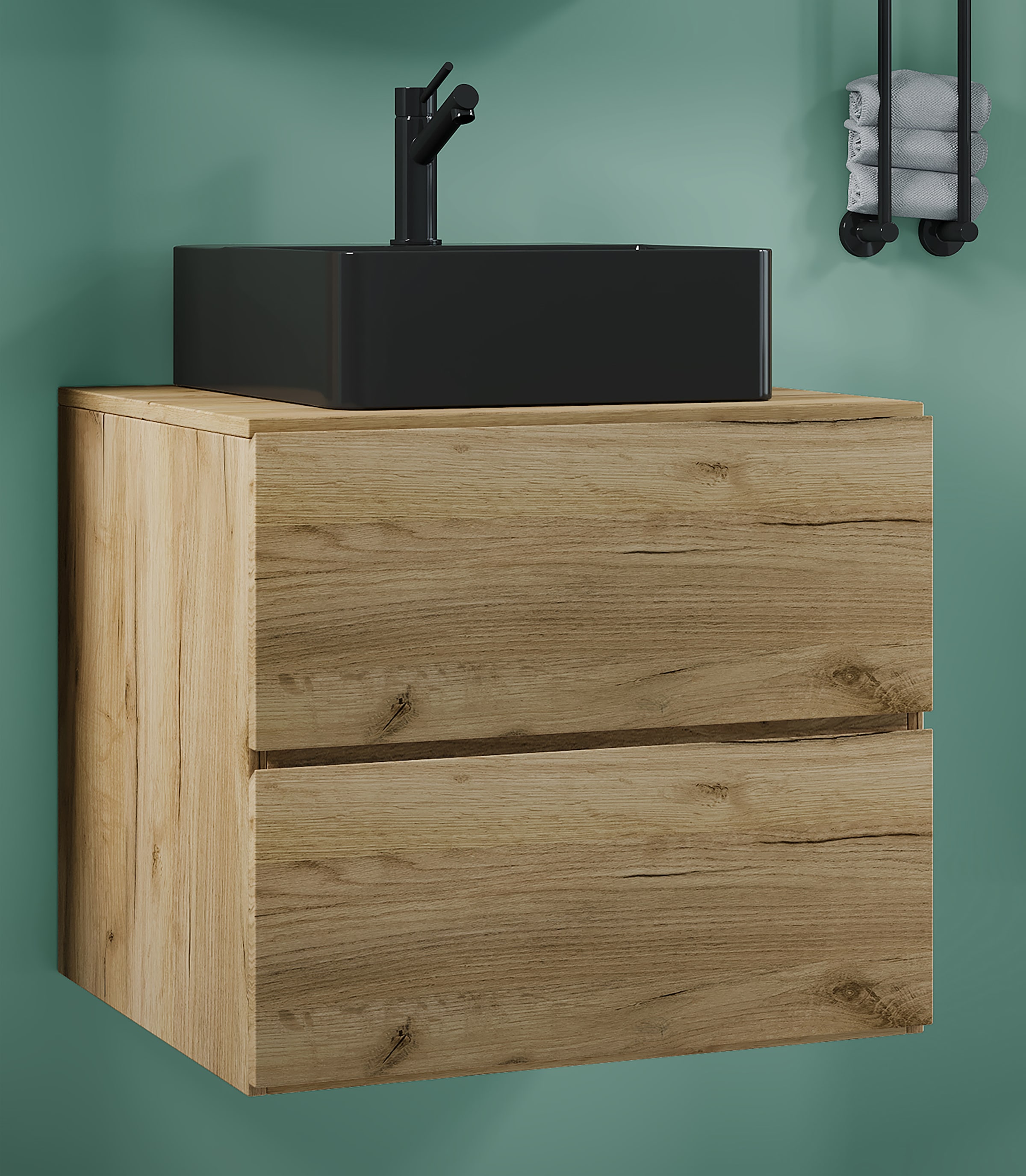 VCM Waschbeckenunterschrank »VCM 2-tlg. Waschplatz Waschtisch Badmöbel Set Waschbecken Lendas S BL Schublade«, (2 St.)