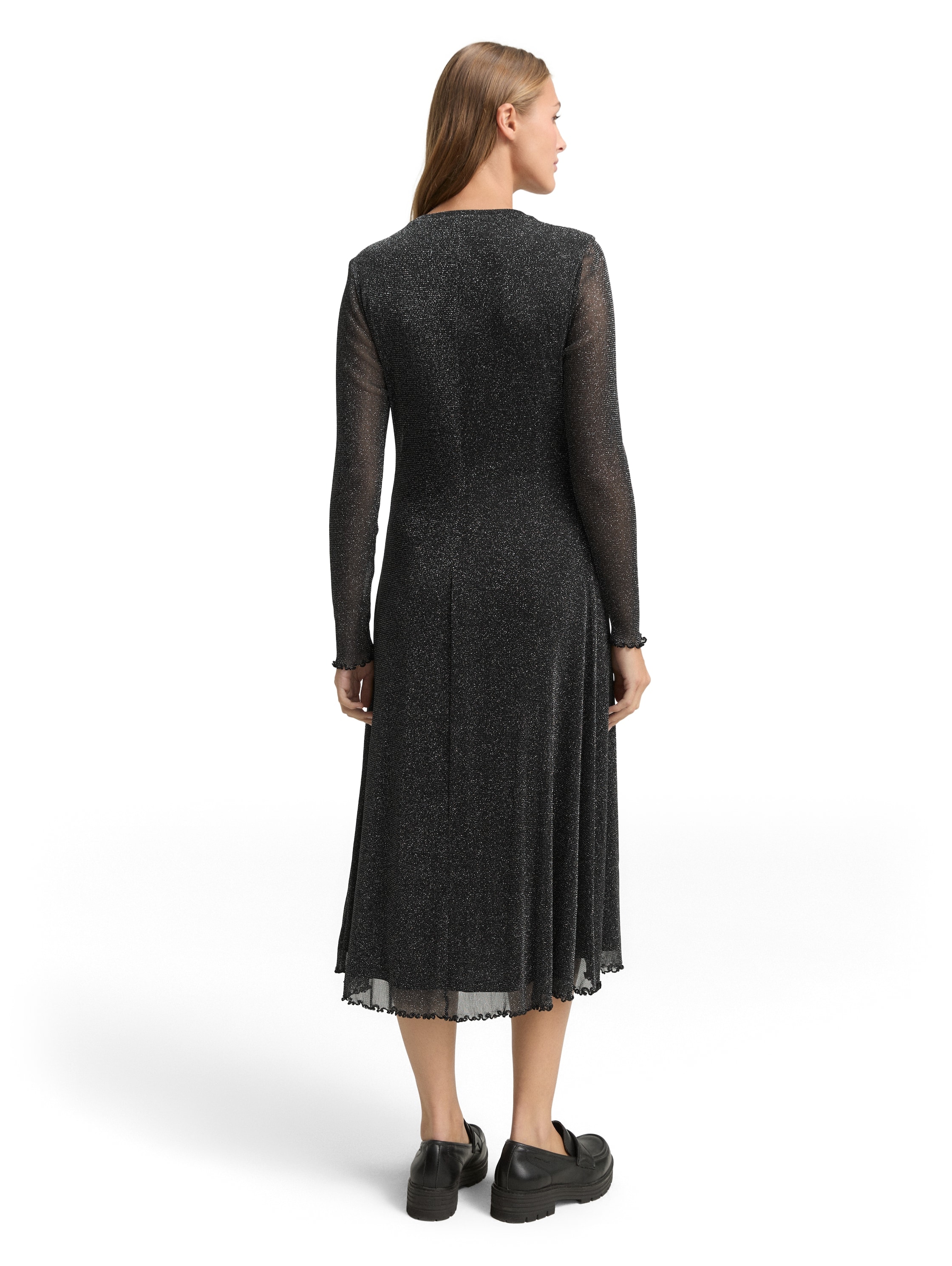 TOM TAILOR Denim Midikleid mit Glitzer-Effekt