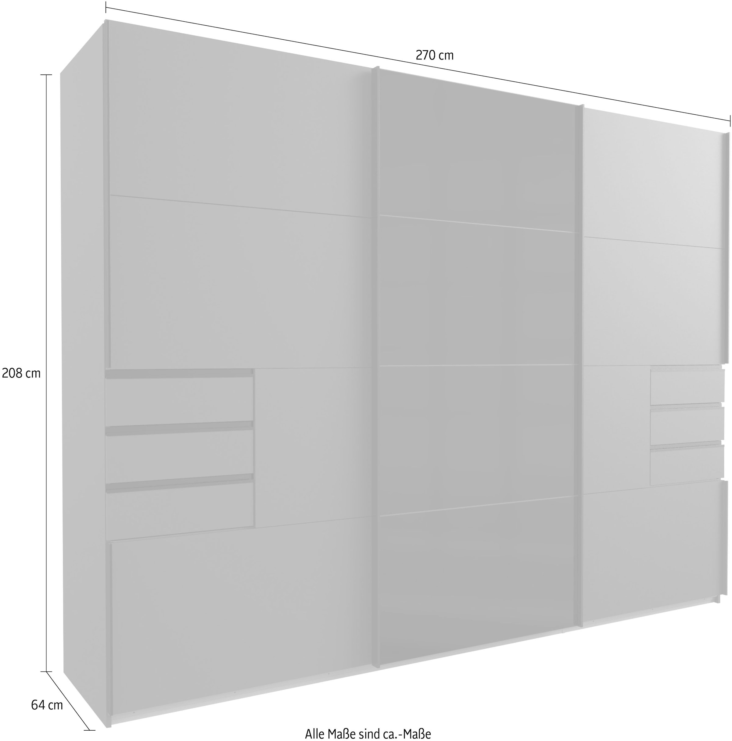 Wimex Schwebetürenschrank »Saigon«, mit Glaselementen, 3 Türen, 270cm breit