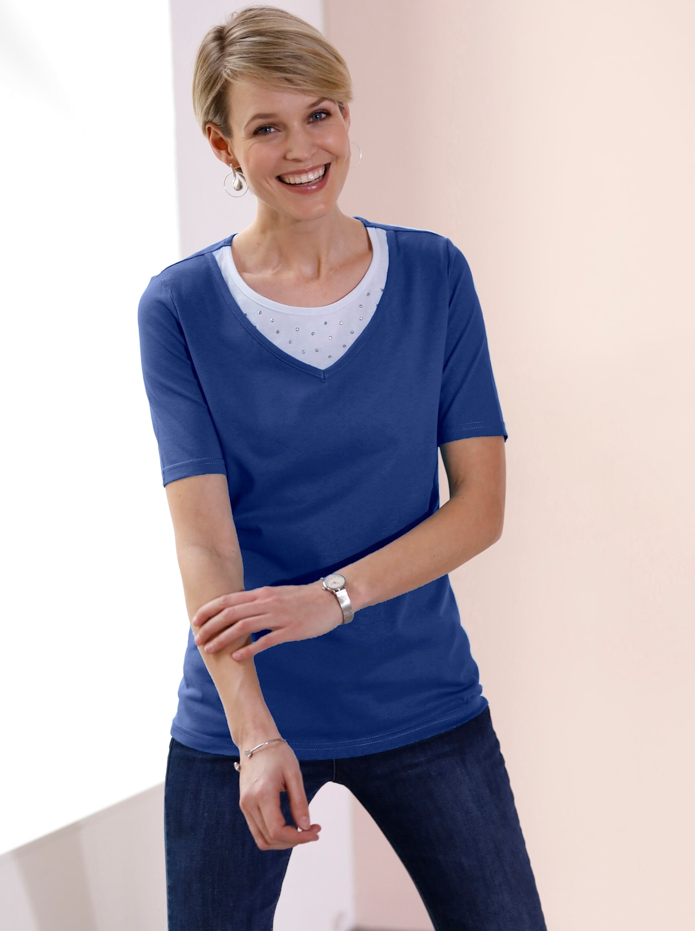 Classic Basics Kurzarmshirt "2-in-1-Shirt" 1 Stk. tlg. günstig online kaufen