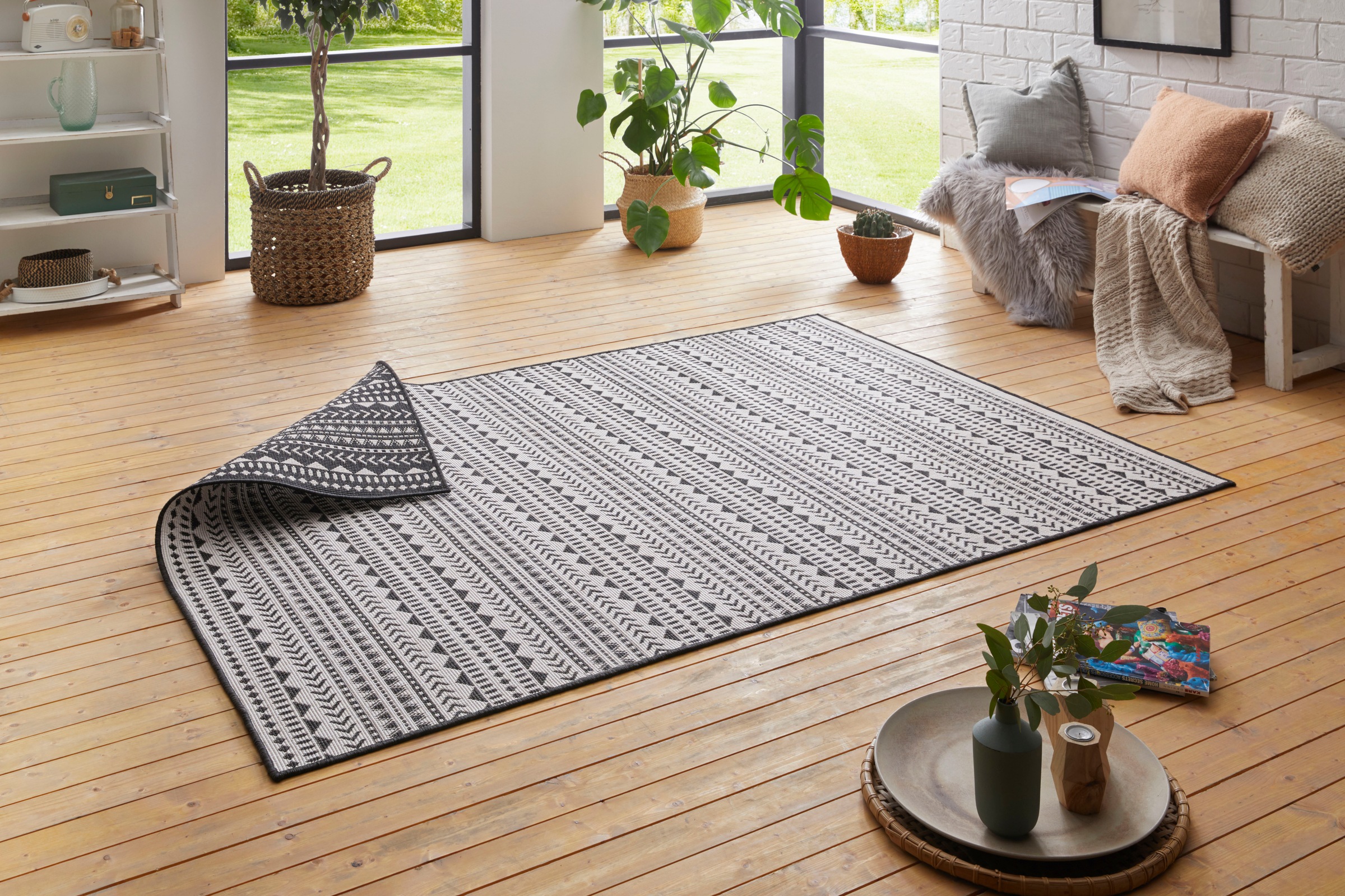 andas Teppich »Edgar«, rechteckig, 5 mm Höhe, Robust, Pflegeleicht, Flachgewebe, Wendeteppich