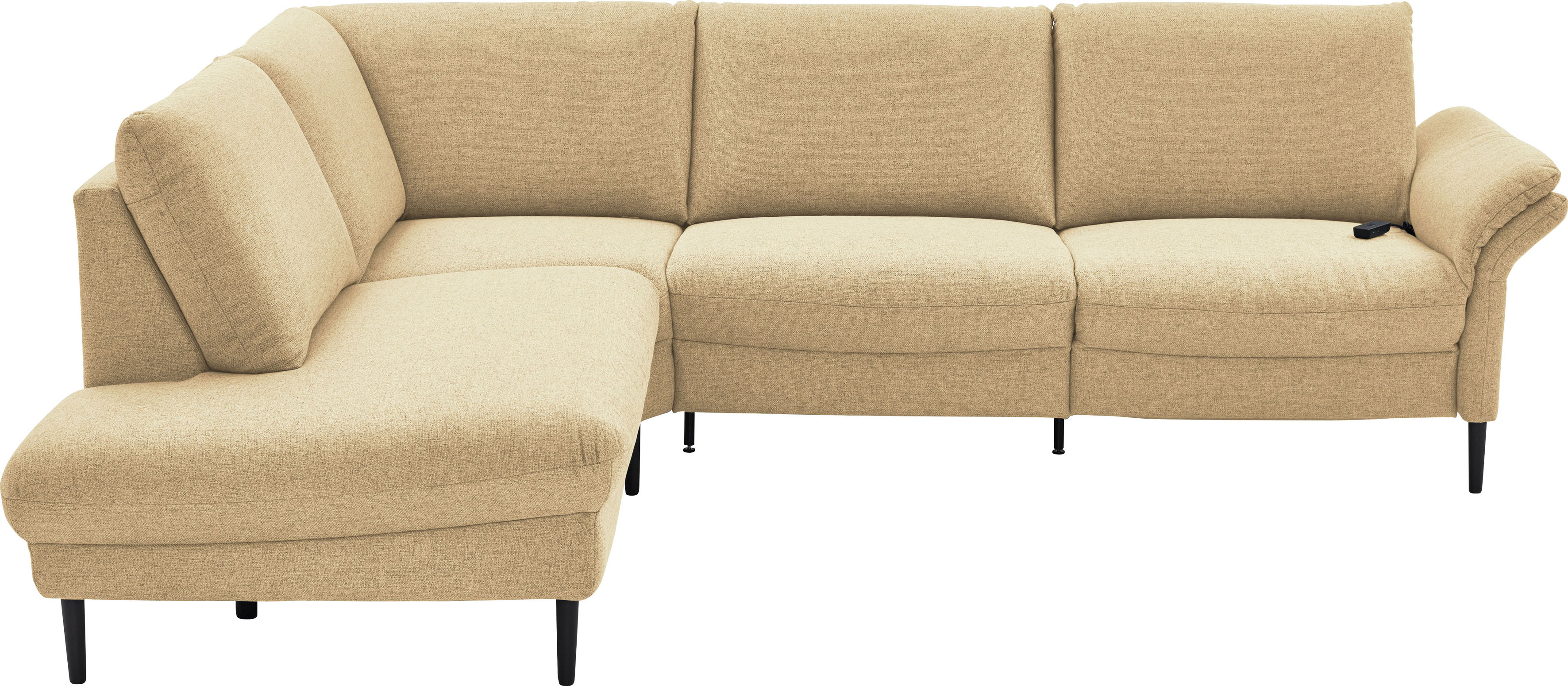Home affaire Ecksofa "Sarsina: mit Tonnentaschen-Federkern, perfekt zum Entspannen L-Form" inklusive 2 motorischen Relaxfunktionen mit Herz-Waage-Beschlag