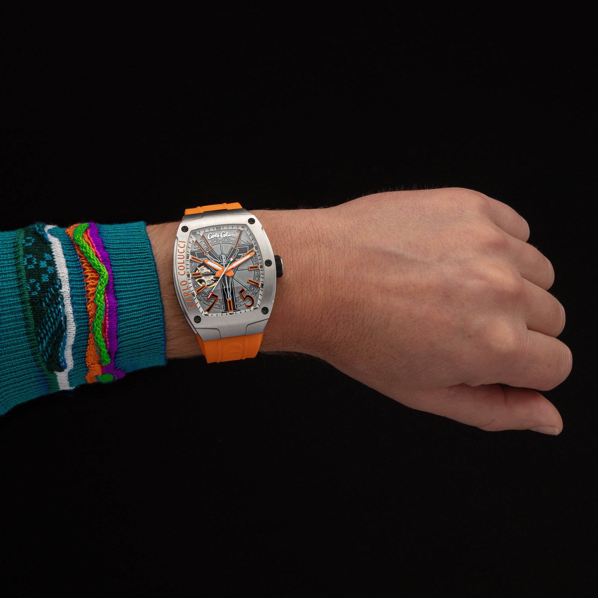 CARLO COLUCCI Automatikuhr Armbanduhr, Herrenuhr, Mechanische Uhr, Silikonarmband, analog
