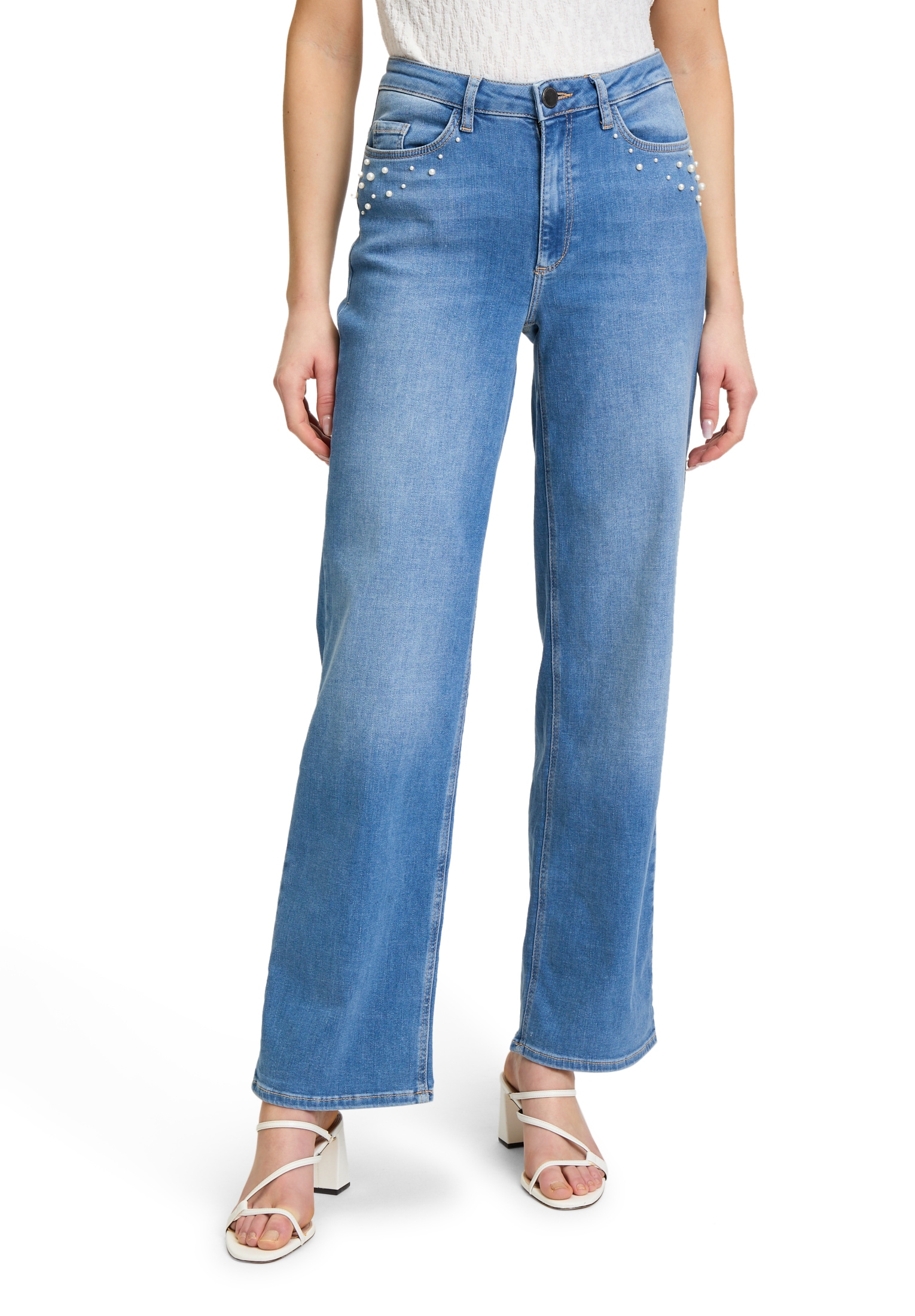 Betty&Co High-waist-Jeans "Betty & Co High Waisted-Jeans mit Perlen" günstig online kaufen