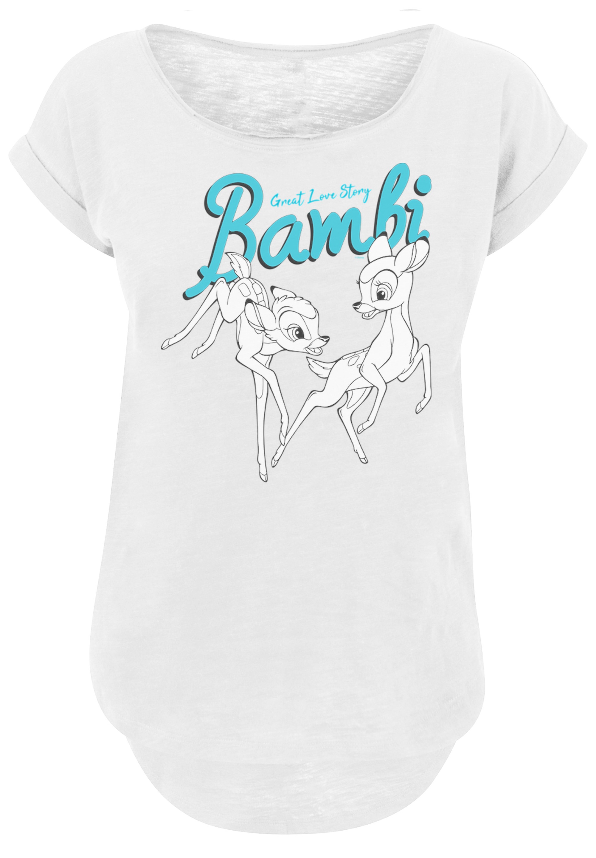 F4NT4STIC T-Shirt »Bambi Great Love Story«, Damen,Premium Merch,Lang,Longshirt,Bedruckt