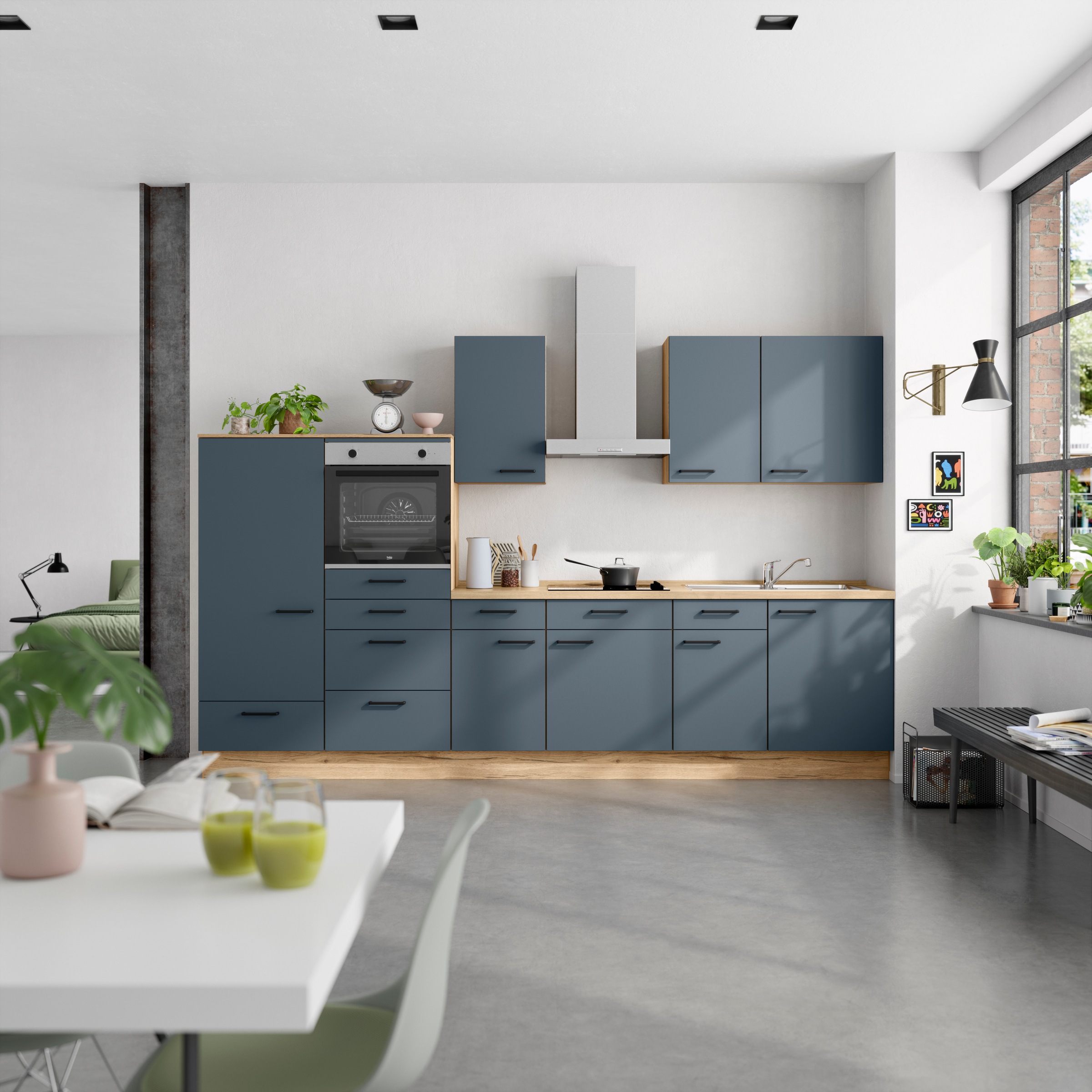nobilia® Küchenzeile »"Easytouch I"«, vormontiert, Ausrichtung wählbar, Breite 330 cm, wahlw. mit E-Geräten