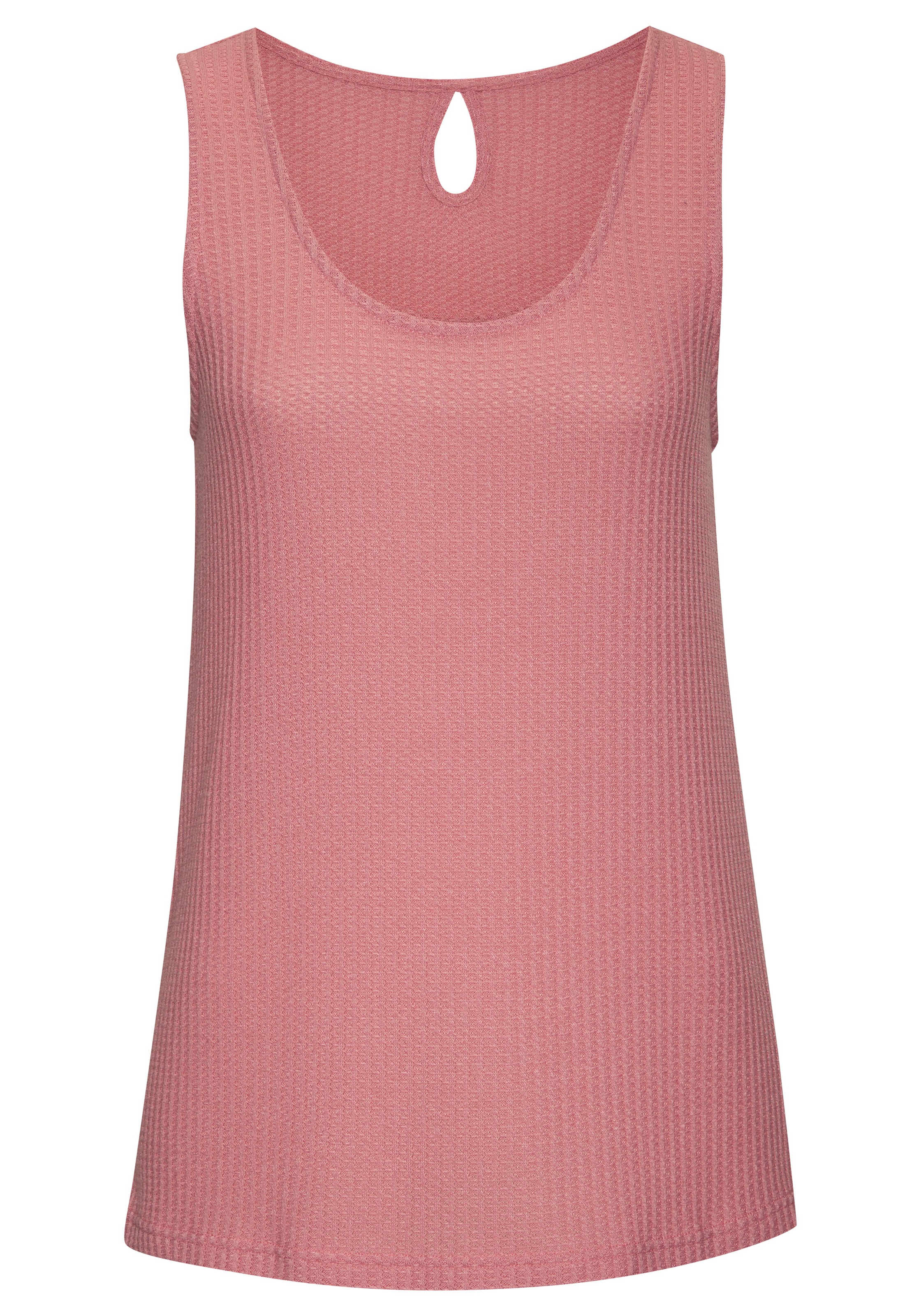 Trägertop VIVANCE "mit tropfenförmigem Cut-Out am Rücken", Damen, Gr. 48/50, rosa (taupe, rose), Piqué, Obermaterial: 69% Polyester (REPREVE), 28% Viskose, 3% Elasthan, Waffelmuster, unifarben, lässig geschnitten normal, Rundhals, Tops Trägertop, aus weic 3