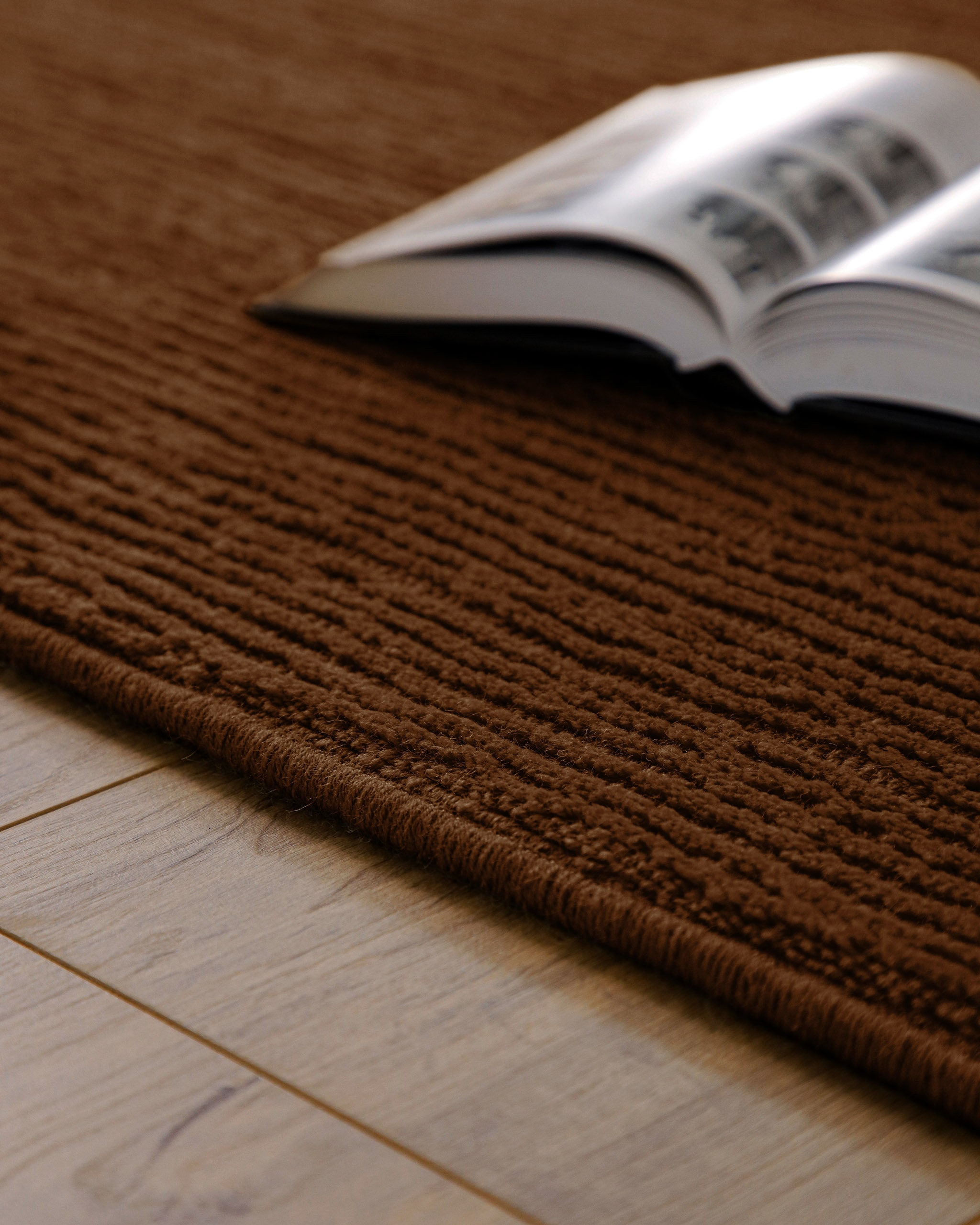 Wecon home Teppich »Castello ONE« rechteckig 7 mm Höhe Schurwolle, Kurzflor mit Hoch-Tief-Effekt, Wohnzimmer, Streifenmuster