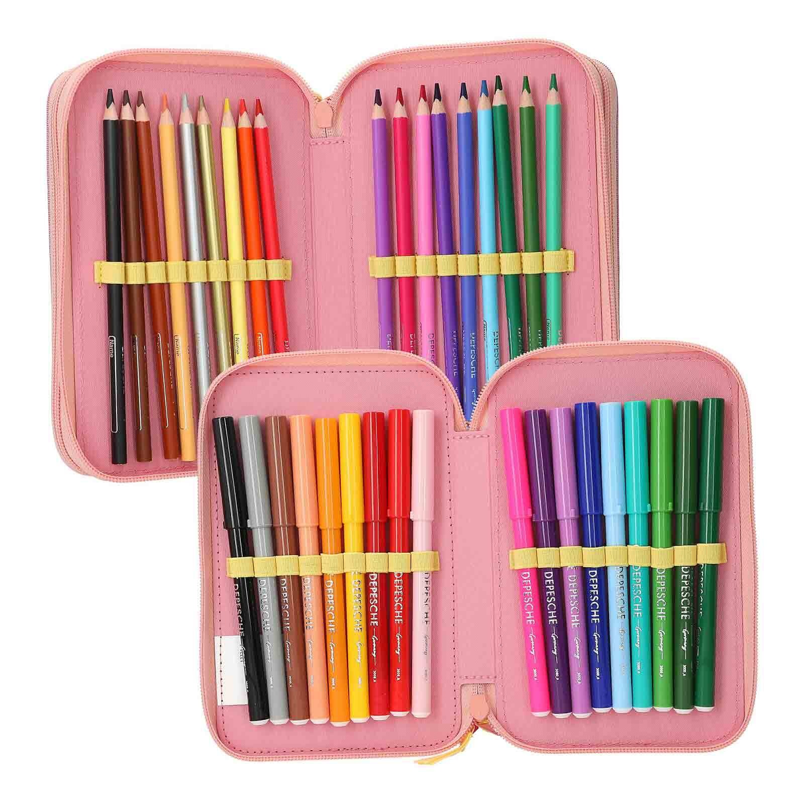 Depesche Buntstift »3-Fach Federtasche JUICY inkl. Stifte TOPModel 7,5 x 13 x 20 cm altrosa«