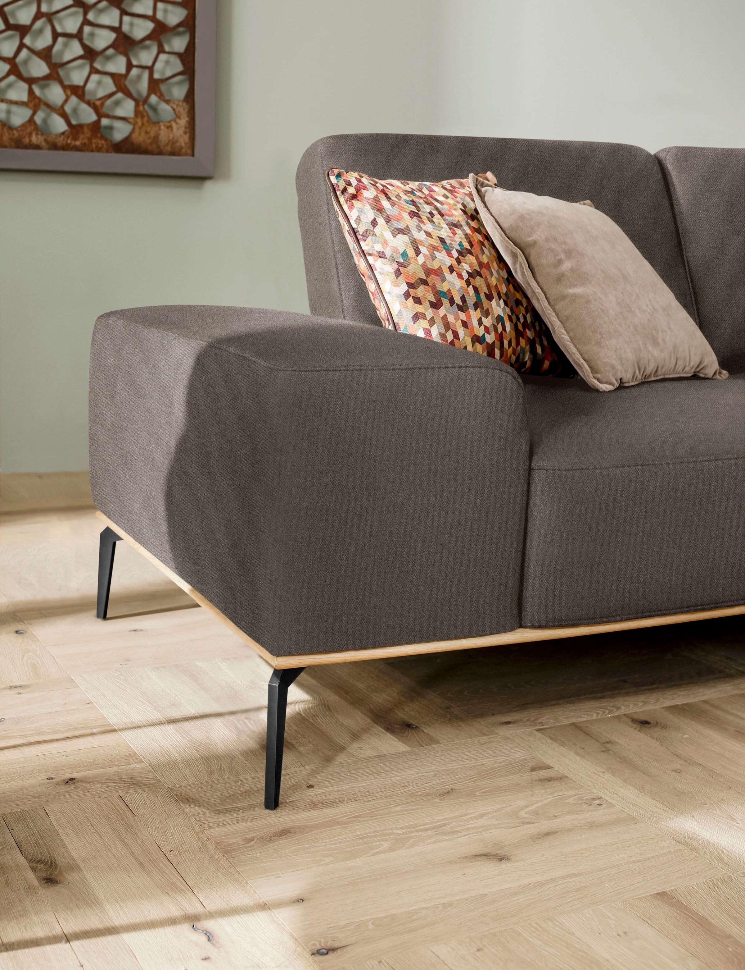 W.SCHILLIG Ecksofa »run, Designsofa mit tollem Sitzkomfort, bequem, L-Form«, mit Holzsockel, Füße in Schwarz pulverbeschichtet, Breite 279 cm