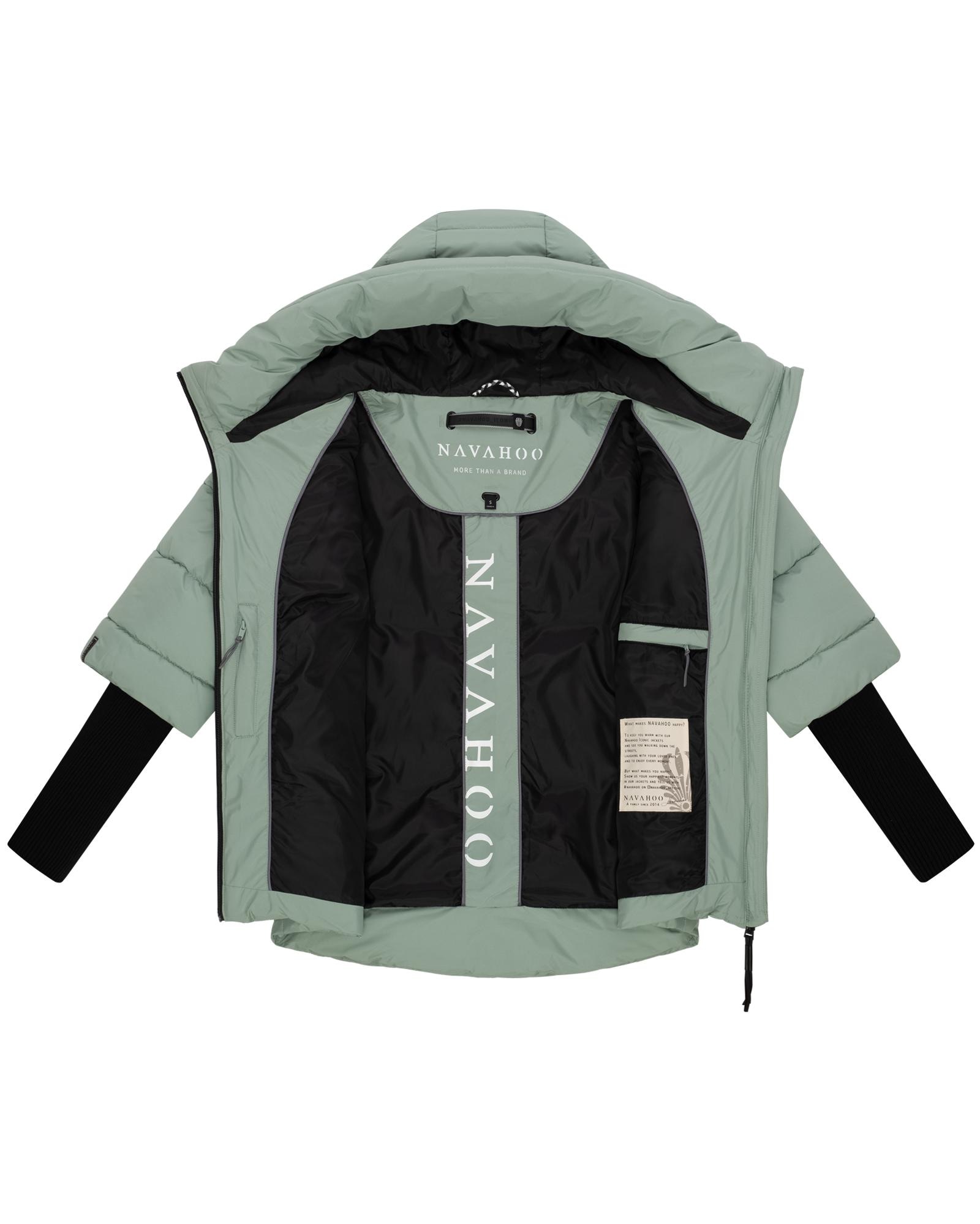 Navahoo Steppjacke »Lotusherz XIV«, mit Kapuze, Warme gesteppte Winterjacke mit Rippstrickärmeln