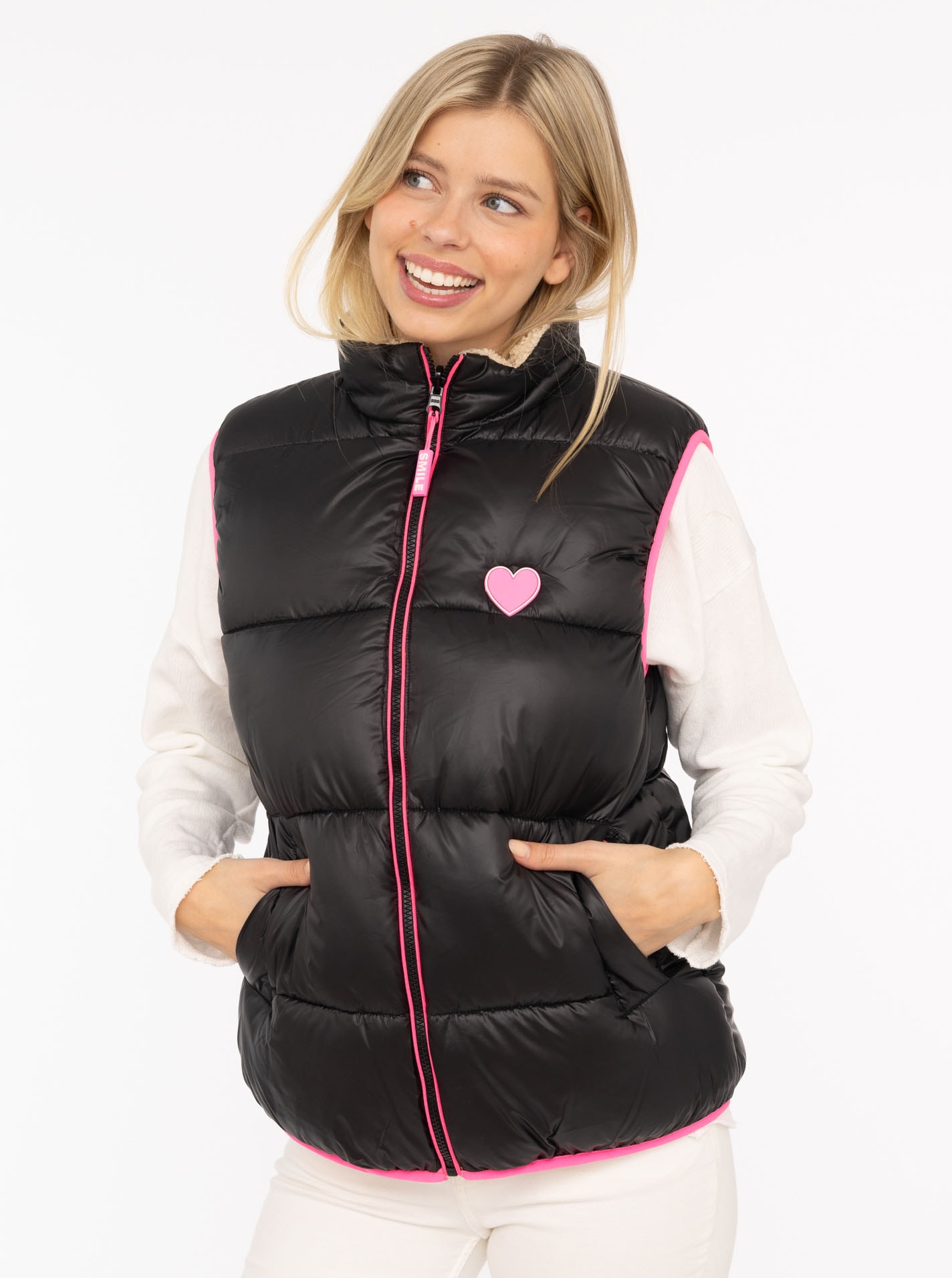 Zwillingsherz Wendeweste ""Teddy Wendbar"", Neon-Details, Reißverschluss, m günstig online kaufen