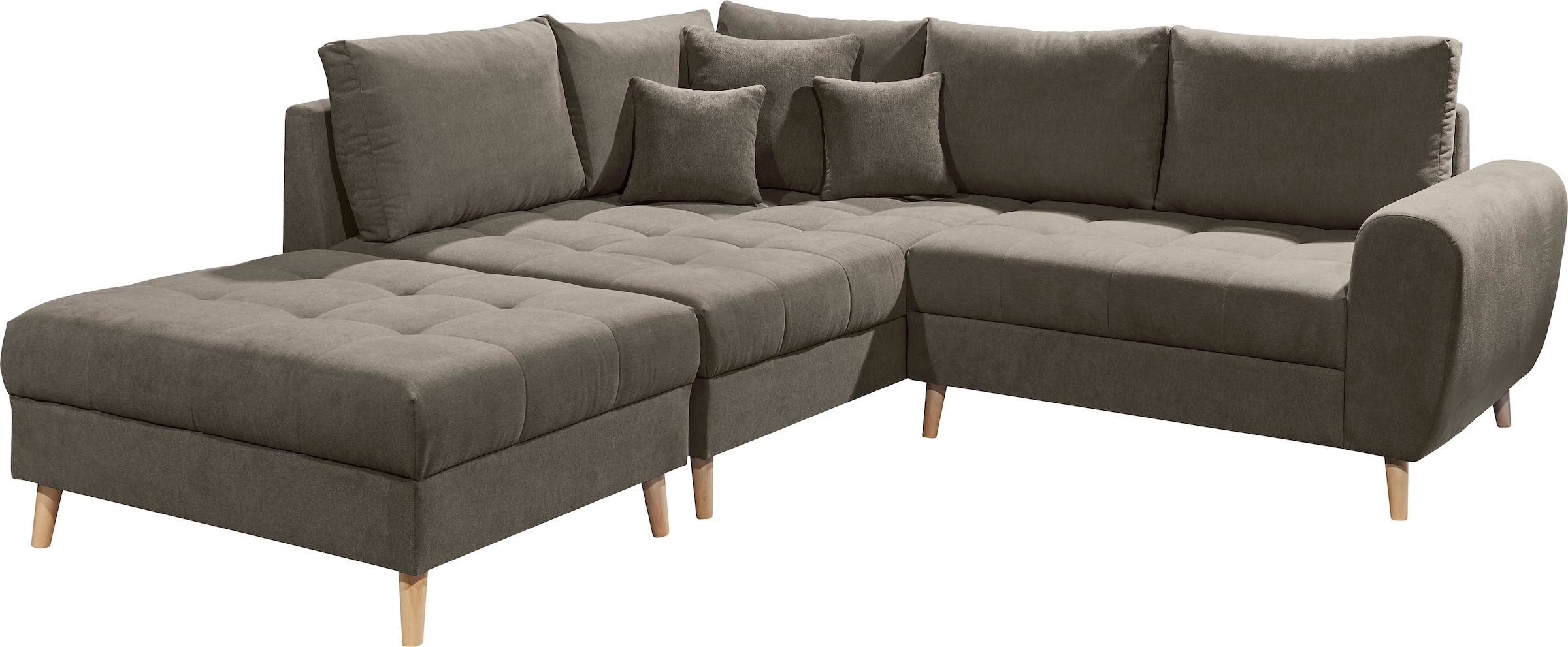 ED EXCITING DESIGN Ecksofa »Alice L-Form«, (Set), mit Hocker, Rückenkissen, Zierkissen, frei im Raum stellbar