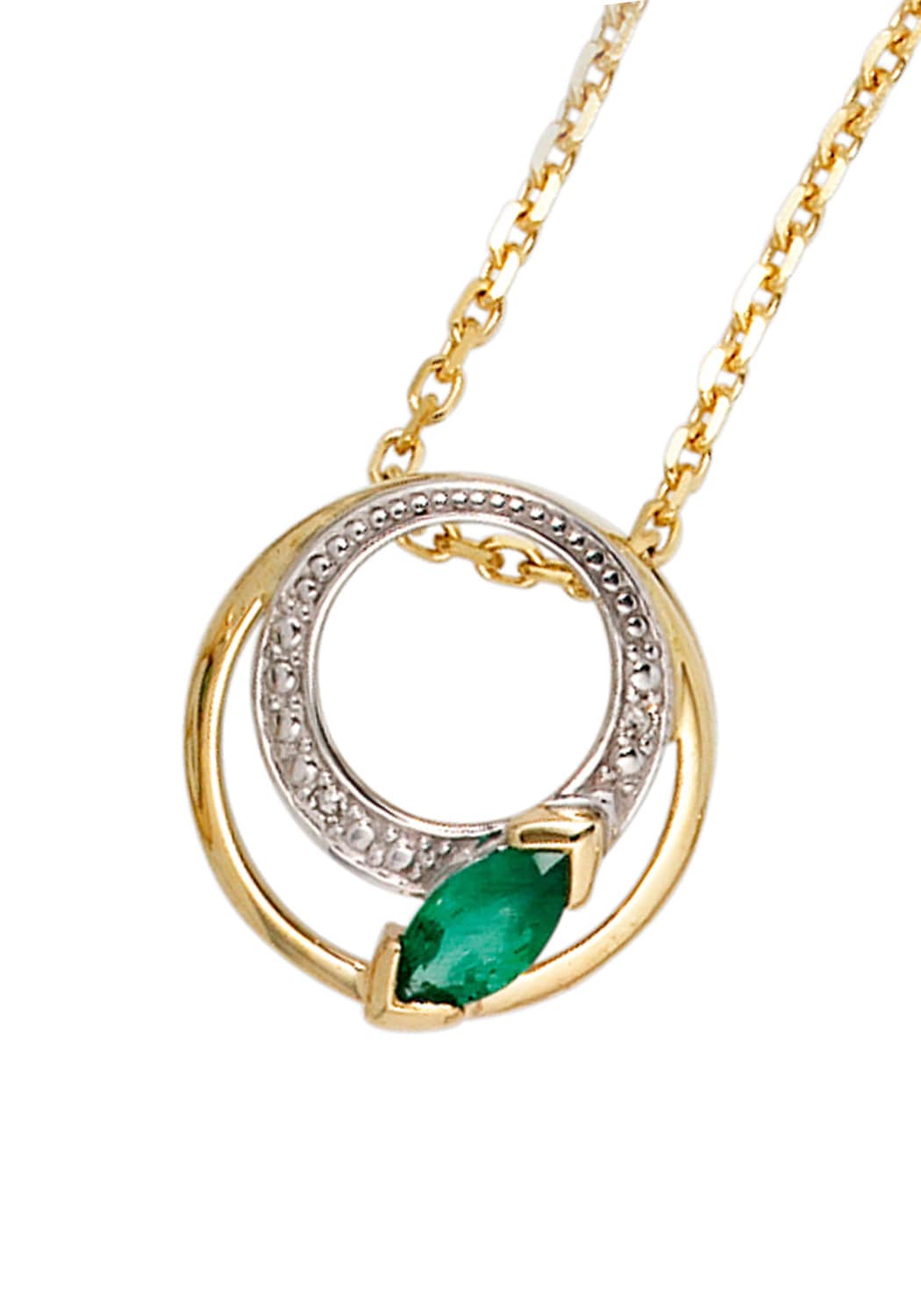 JOBO Kettenanhänger »Goldanhänger 13 mm«  585 Gold mit Smaragd und 2 Diamanten