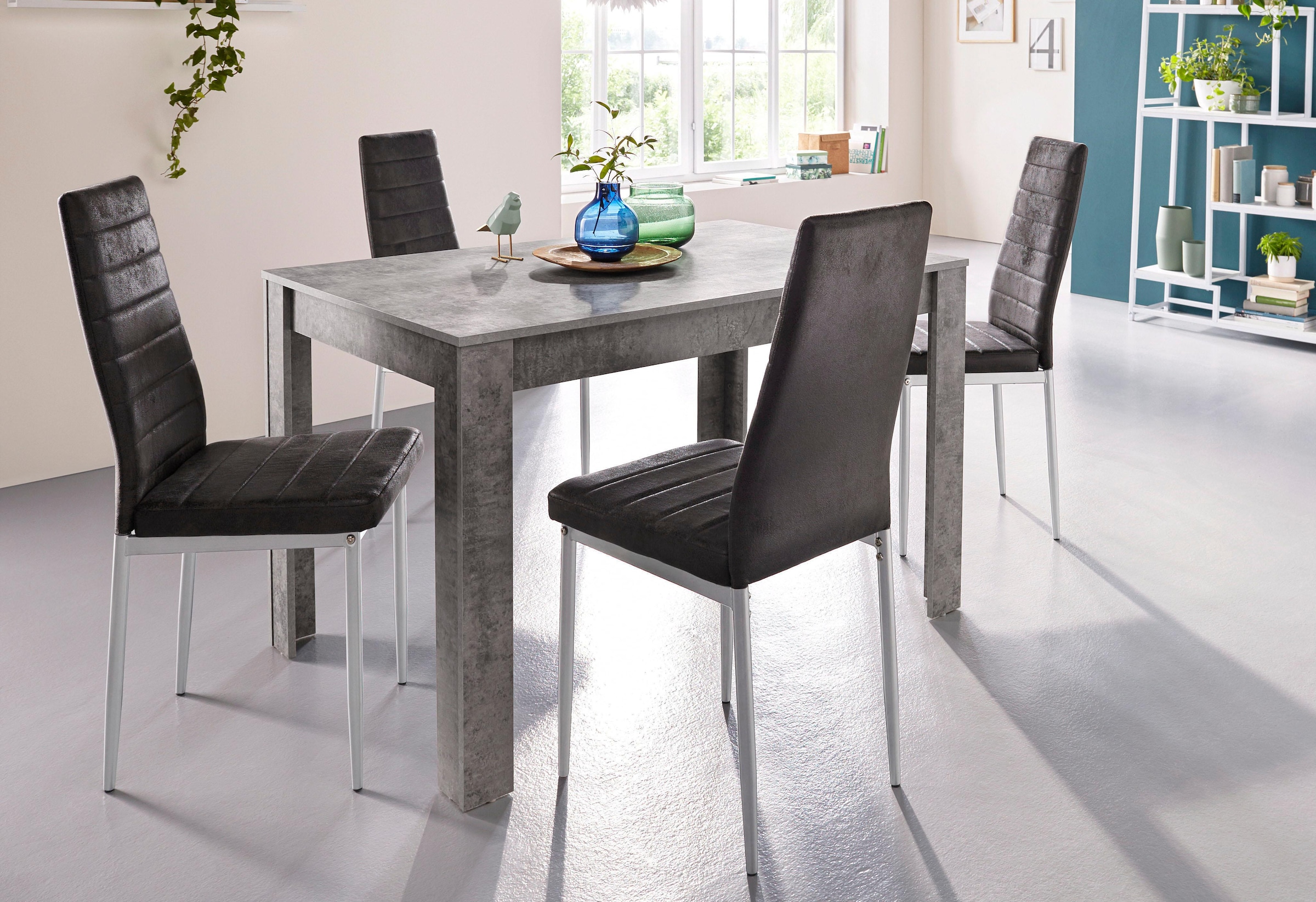 INOSIGN Essgruppe "mit Tisch und 4 Stühlen", (Set, 5 tlg.), Tischbreite 120 cm Esszimmer Set, Tischgruppe