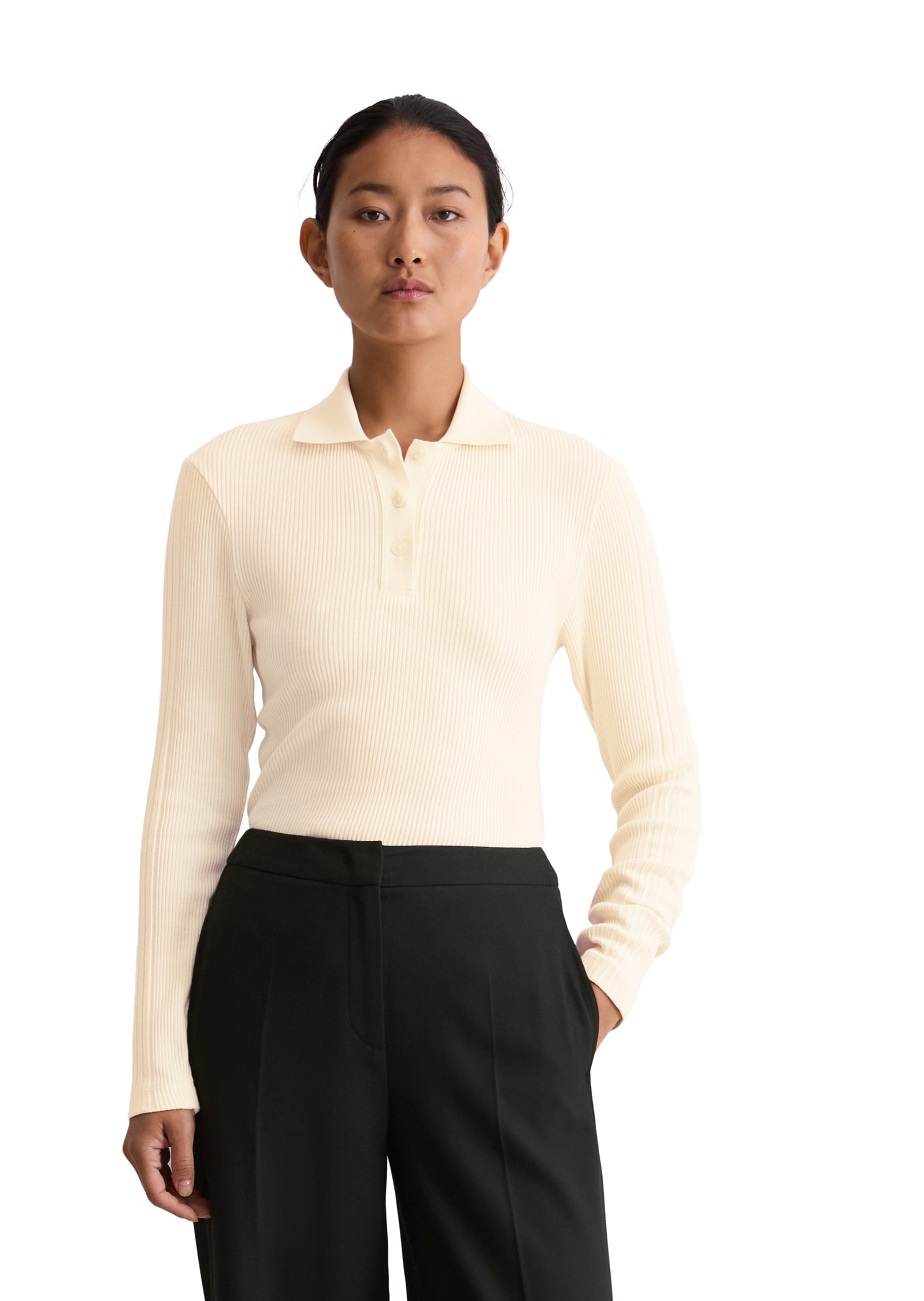 Marc OPolo Langarm-Poloshirt "aus Organic Cotton Jersey" günstig online kaufen