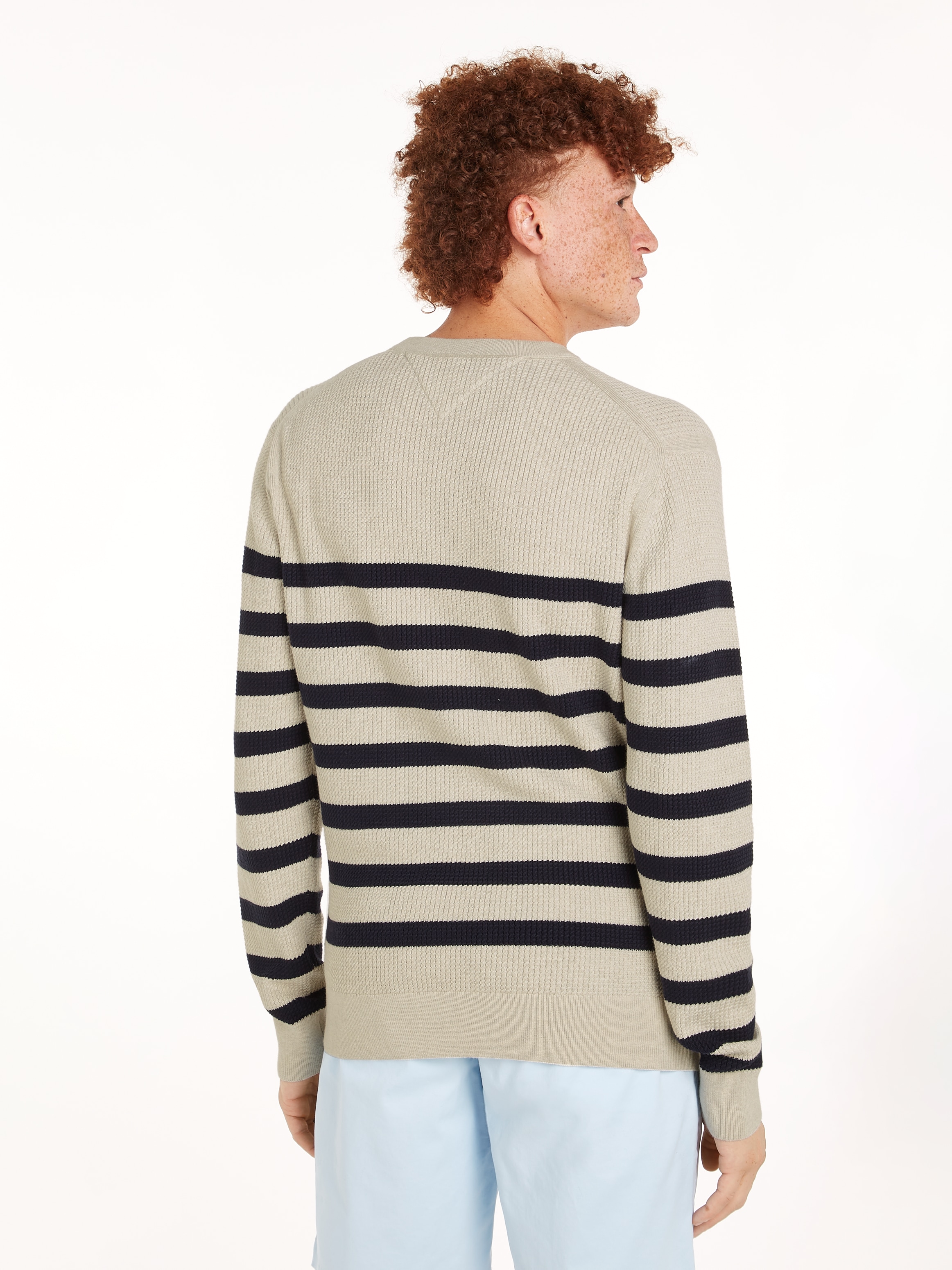 Tommy Hilfiger Strickpullover "STRUCTURE CREW NK", mit kontrastfarbenen Str günstig online kaufen