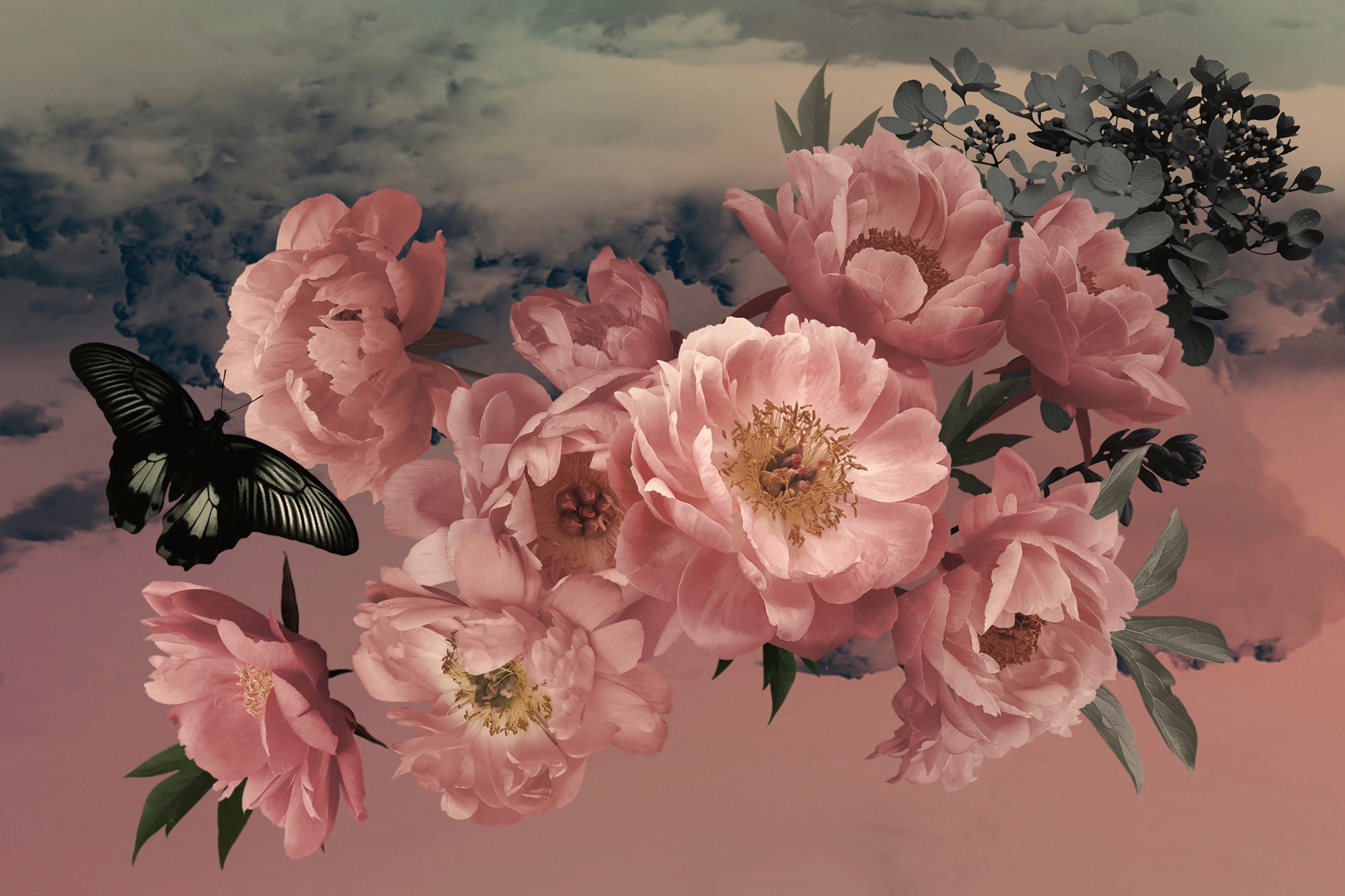 Papermoon "BLUMEN ABSTRAKT-MUSTER DESIGN ROSEN BLUMEN DECOR RETRO"