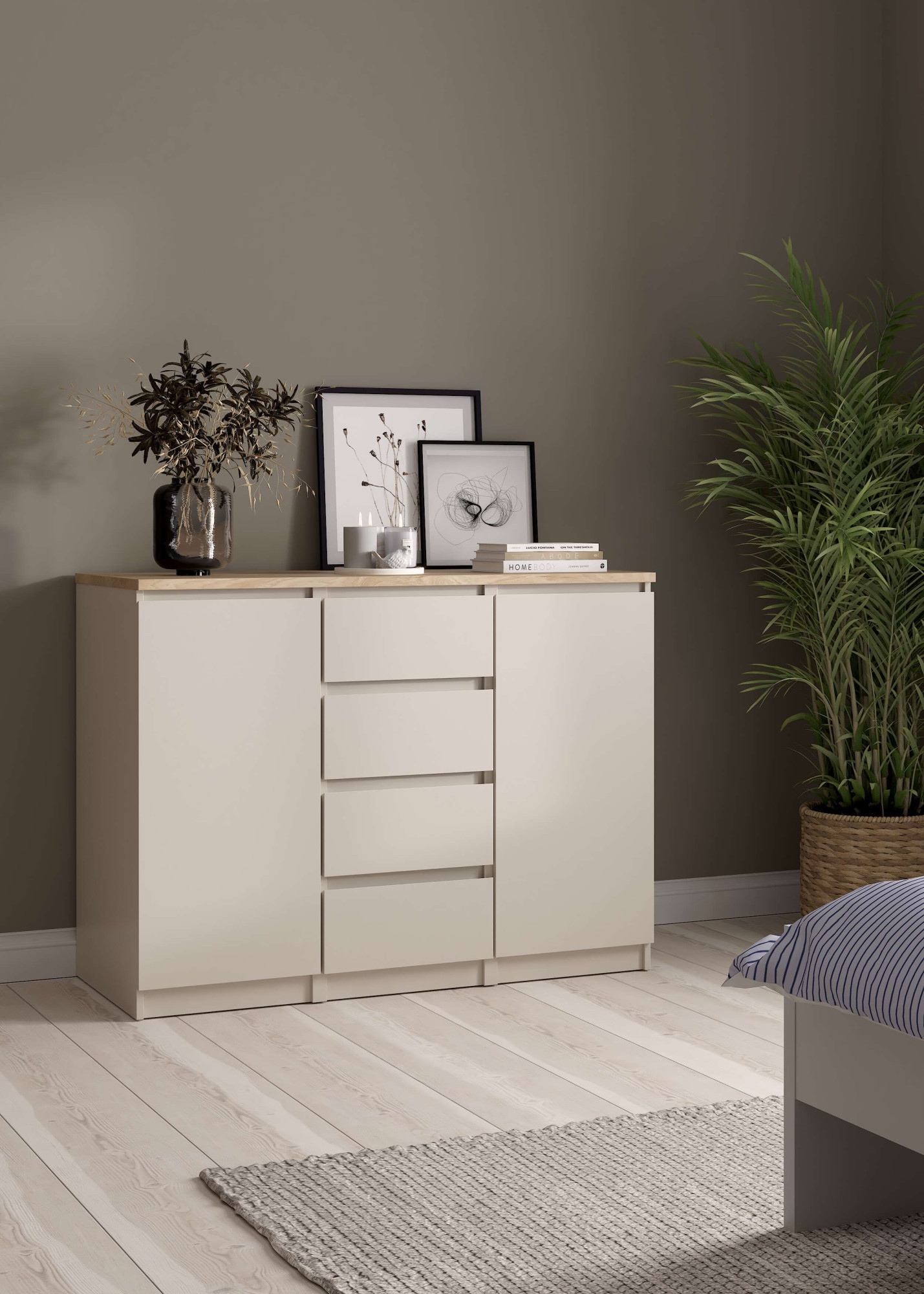 INOSIGN Kommode "Naia, Sideboard, 4 Schubladen, 2 Türen, Aufbewahrung, grif günstig online kaufen