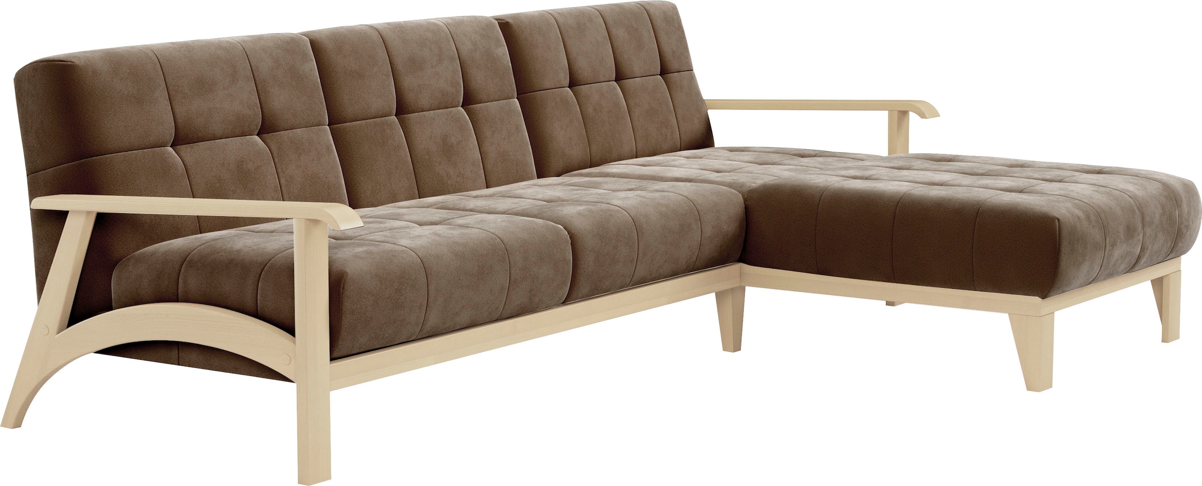 sit&more Ecksofa »Billund L-Form«, Armlehnen aus Buchenholz in natur, verschiedene Bezüge und Farben