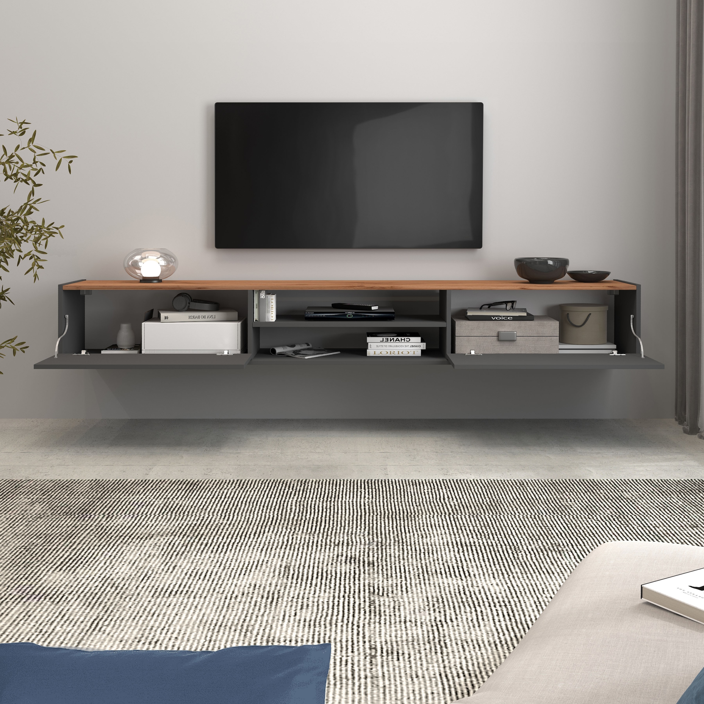 INOSIGN Lowboard »Garda,Lowboard,TV-Kommode,TV-Möbel,TV-Bank«, stehend und hängend mit 2 Klappen, 1 Einlegeboden, Breite 210 cm