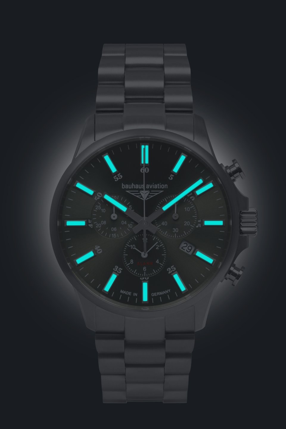 bauhaus Chronograph »Bauhaus Aviation«, Armbanduhr, Quarzuhr, Herrenuhr, Titan, Saphirglas, Made in Germany