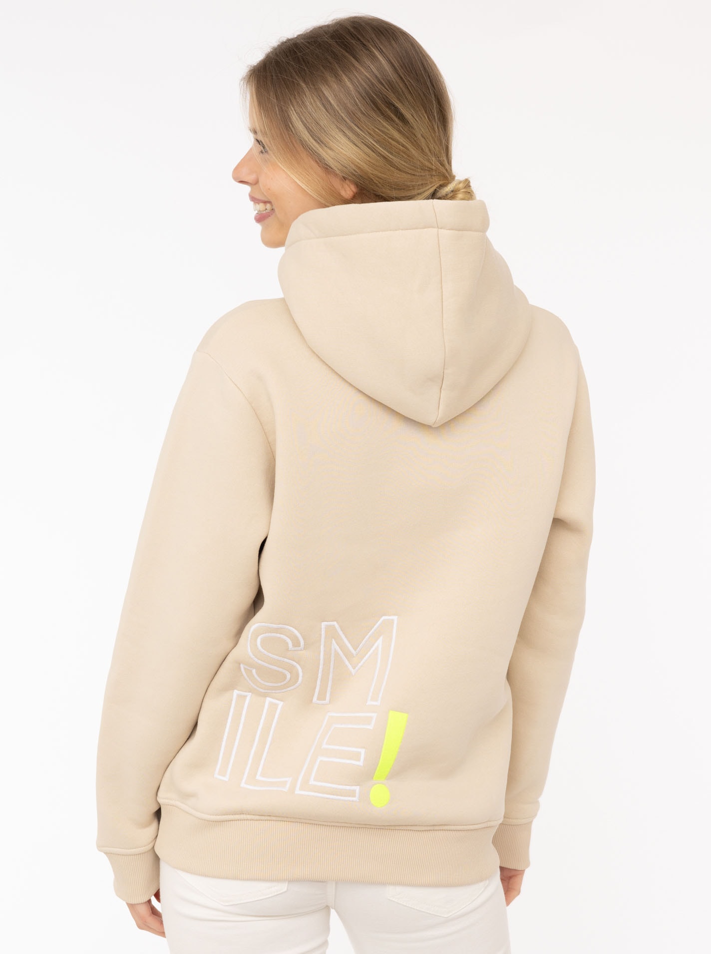 Zwillingsherz Hoodie »"Alissa 2.0"«, mit SMILE Stickerei vorne und hinten