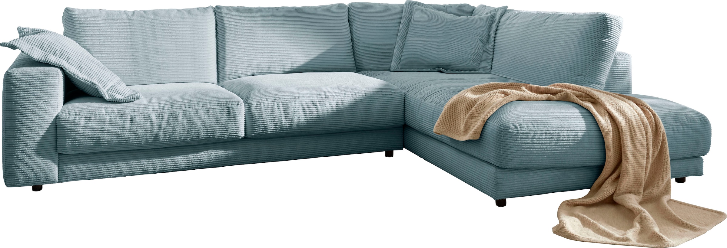 3C Candy Ecksofa »Enisa XXL B/T/H: 325/224/85 cm L-Form«, Kuschelig, gemütlich, in 5 Farben, Bezug in Cord, mit 2 Zierkissen