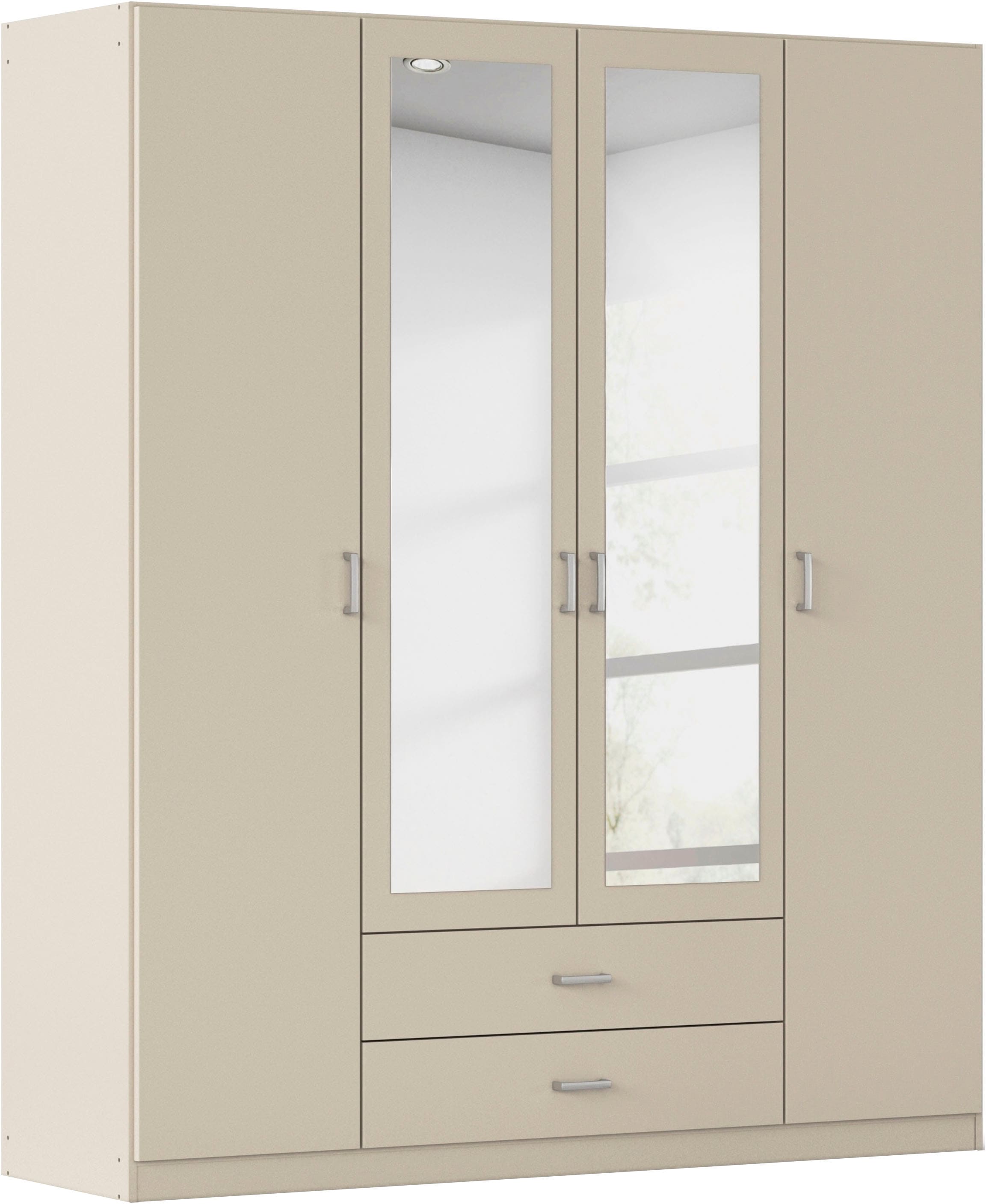 rauch Kleiderschrank "Schrank Garderobe Ankleide GAMMA Breiten 91/136/181/226/271/315/360 cm" in 3 Ausstattungen BASIC/CLASSIC/PREMIUM (inkl. SOFT-CLOSE-Funktion), verschiedene Griff-Varianten, mit Spiegel TOPSELLER MADE IN GERMANY