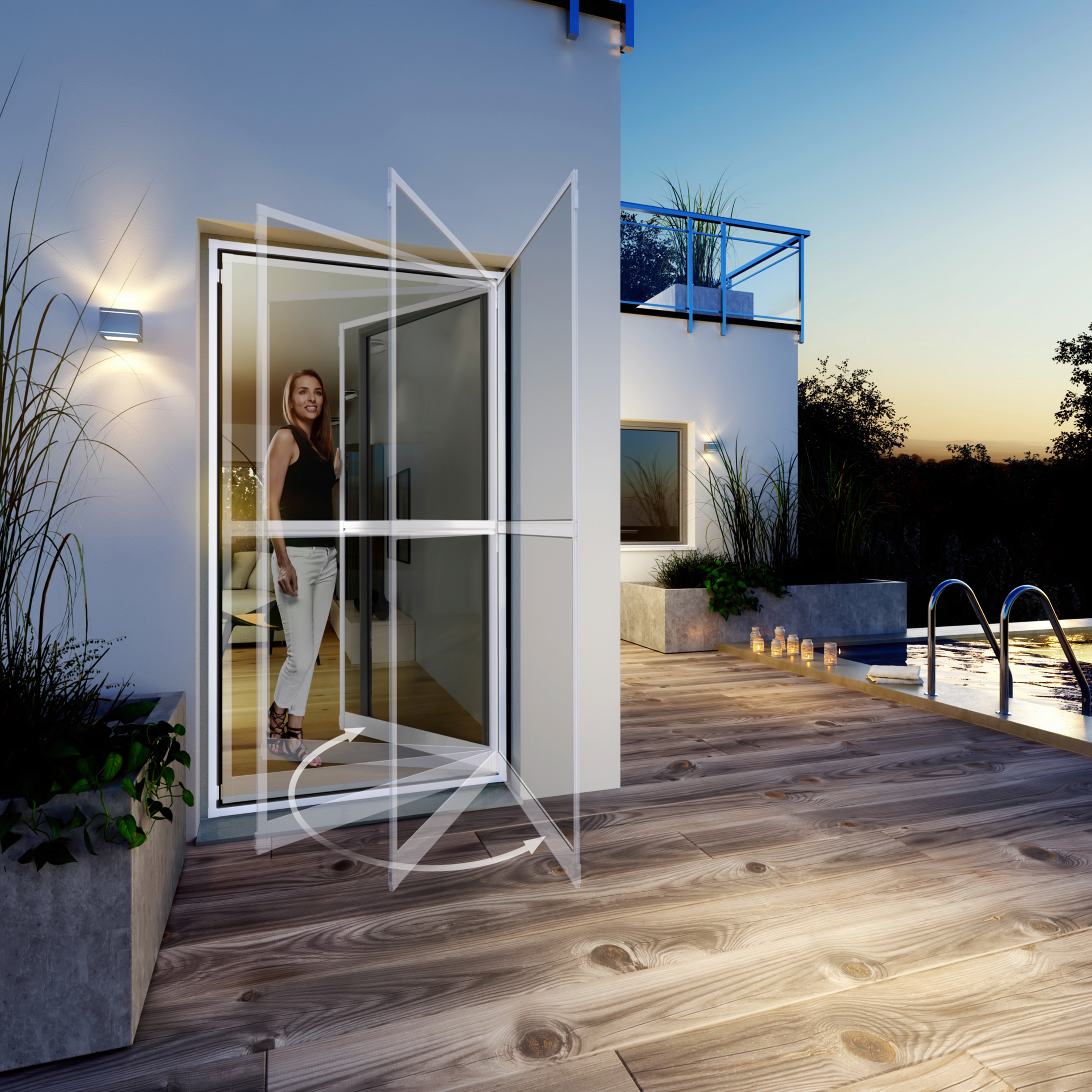 Windhager Insektenschutz-Tür "Expert, Pendeltür mit Alurahmen, Fliegengitter für Balkon, Terrasse" Packung, 1 Stk. tlg. Fliegengittertür 100 x 210 cm, erhältlich in anthrazit oder weiß