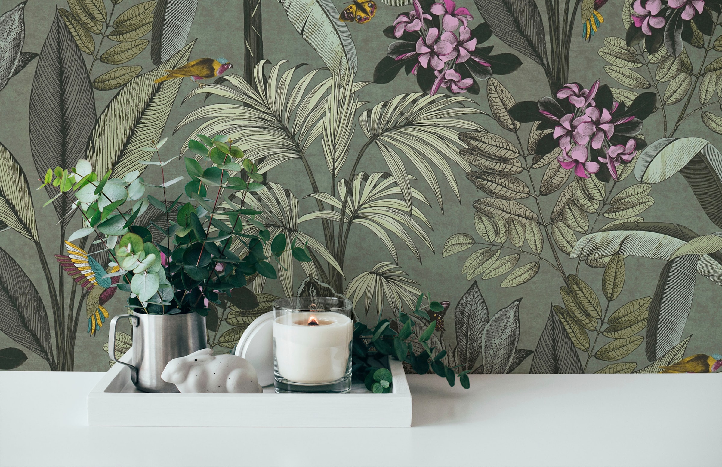 A.S. Création Vliestapete »PintWalls Dschungeltapete Floral«, matt-gemustert-neutral, Blätter Tapeten Wohnzimmer Schlafzimmer Küche modern Design Wandtapete