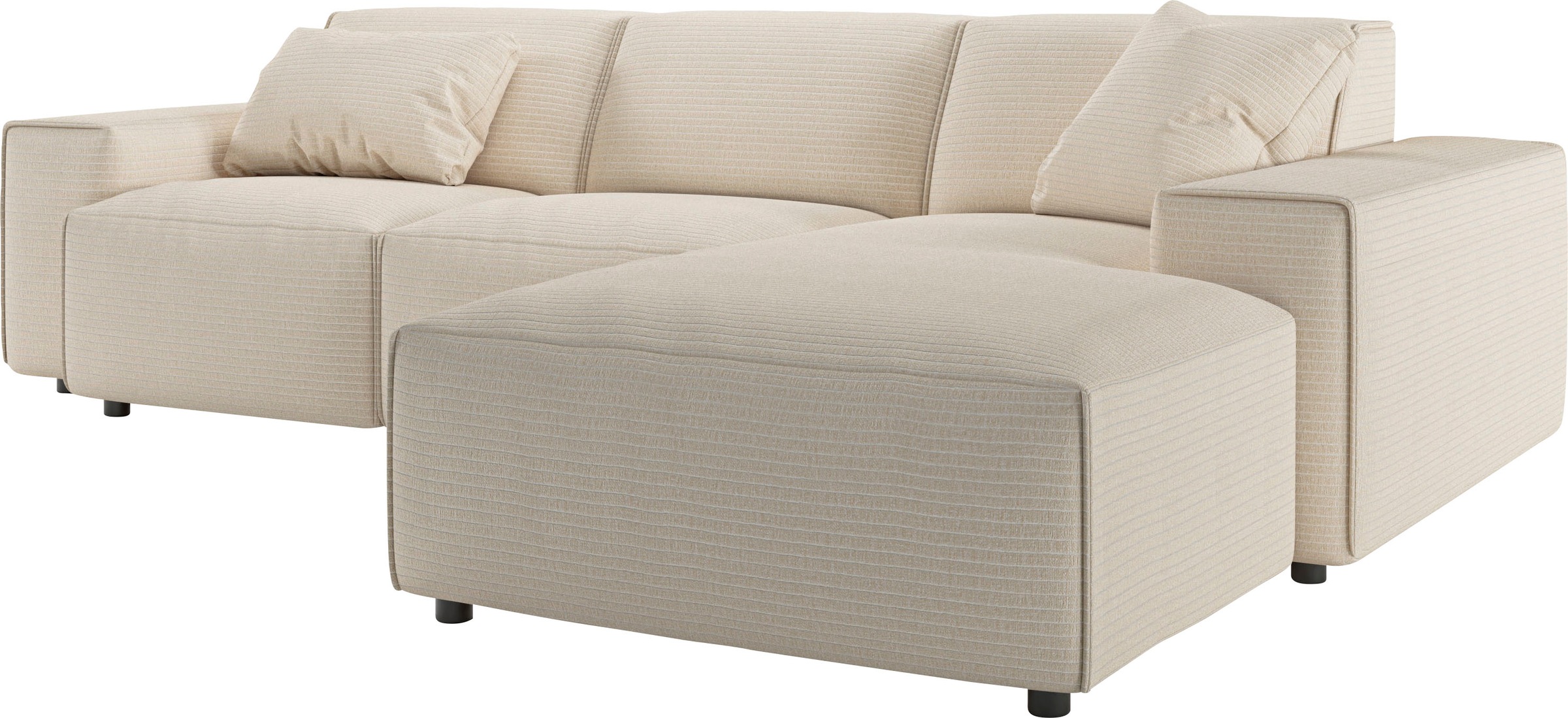 andas Ecksofa »Glimminge L-Form auch in Breitcord, Feincord + Easy care-Bezug,«, Breite 264, Zierkissen