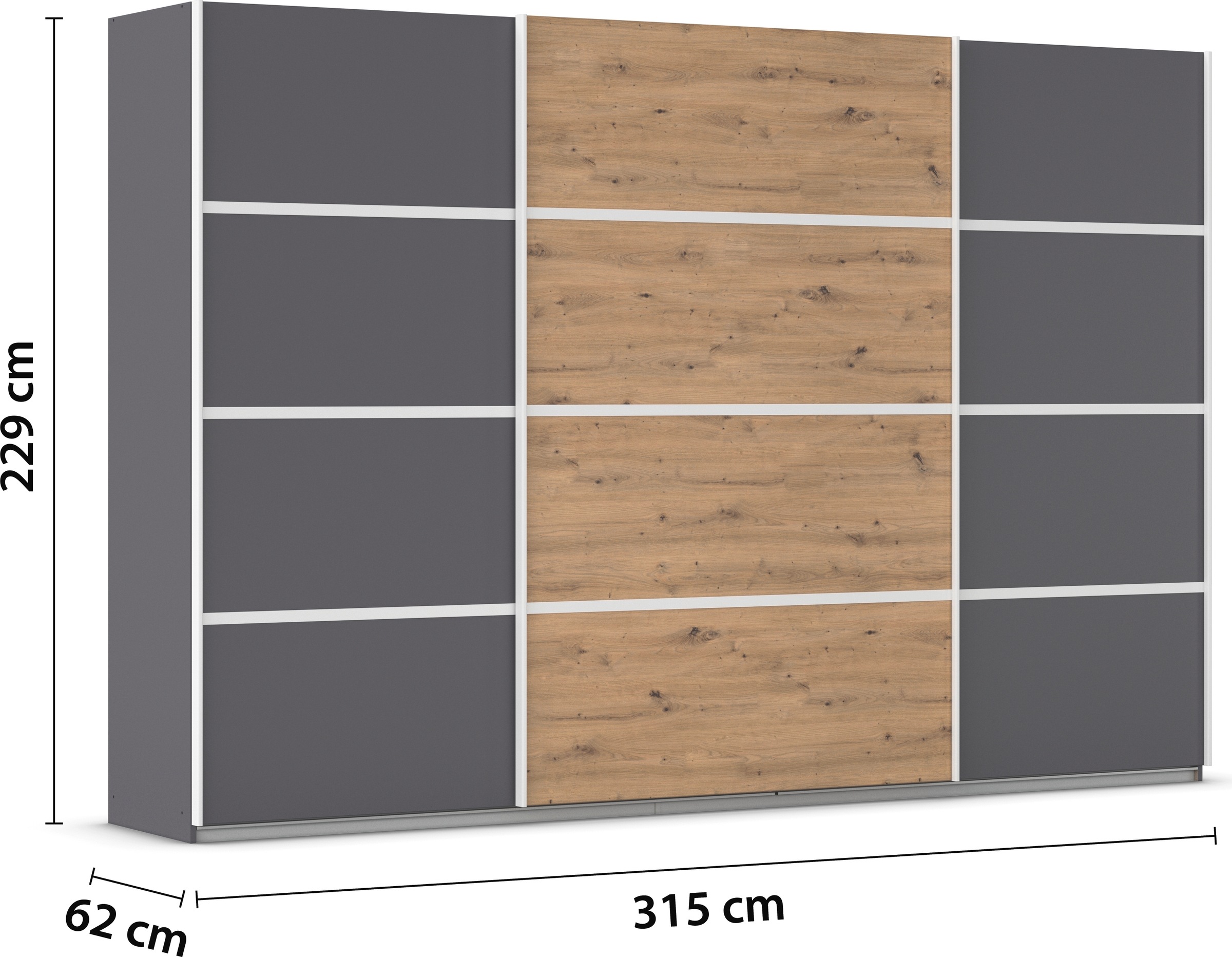 rauch Kleiderschrank »Schwebetürenschrank OTTO´s Choice Garderobe Schrank TOP ANGEBOT Avola«, (in 3 verschiedenen Ausstattungen BASIC/CLASSIC/PREMIUM), mit eleganten Zierleisten in Chrom, Schwarz oder Weiß MADE IN GERMANY