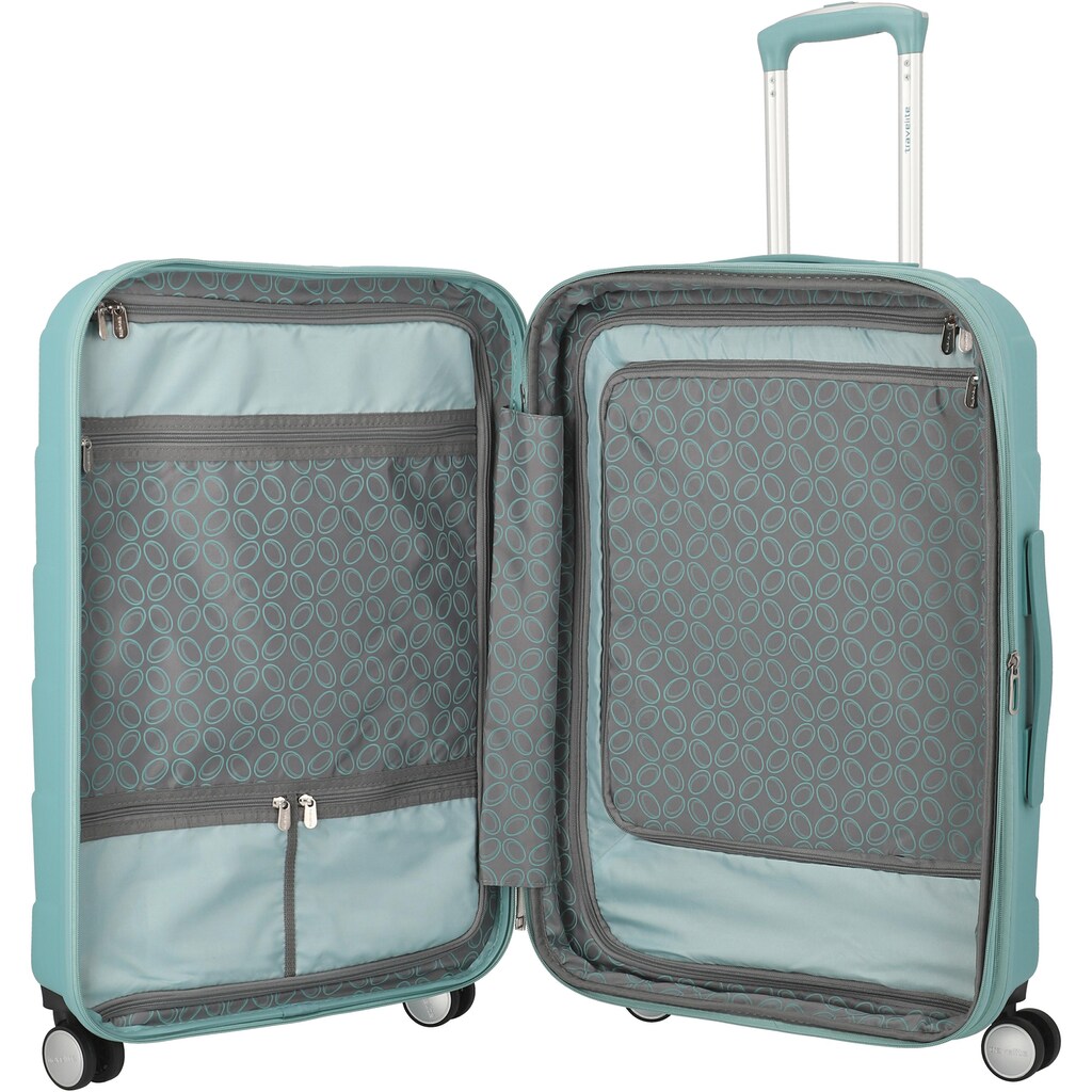 travelite Hartschalen-Trolley »Kalisto, 67 cm, aqua«, 4 Rollen, mit Volumenerweiterung;