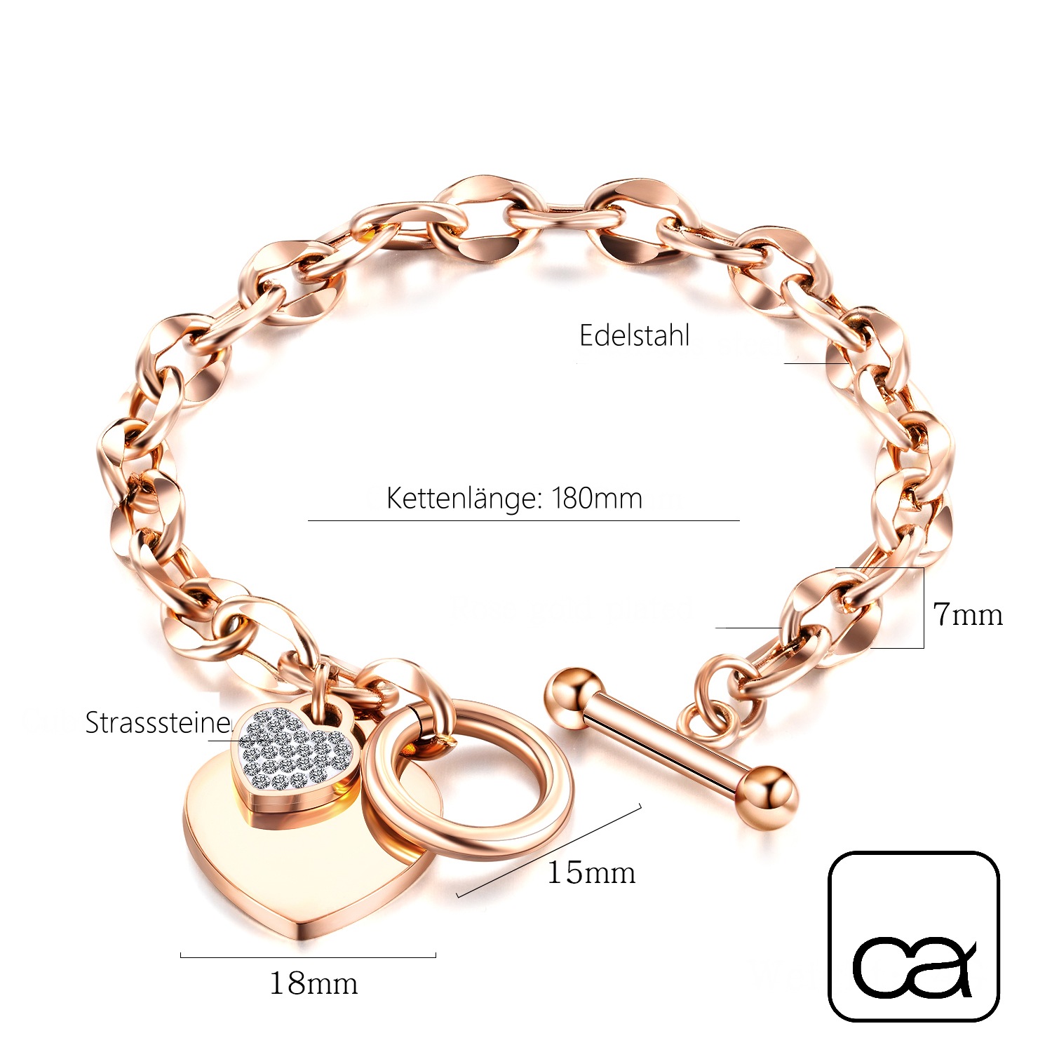 Thumbnail - COLLEZIONE ALESSANDRO Armband "Strassherz"