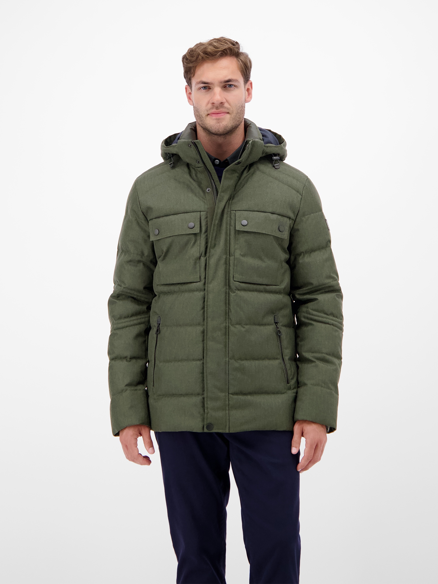LERROS Steppjacke "LERROS Herren Fieldjacket in Woll-Optik", mit Kapuze, Wa günstig online kaufen