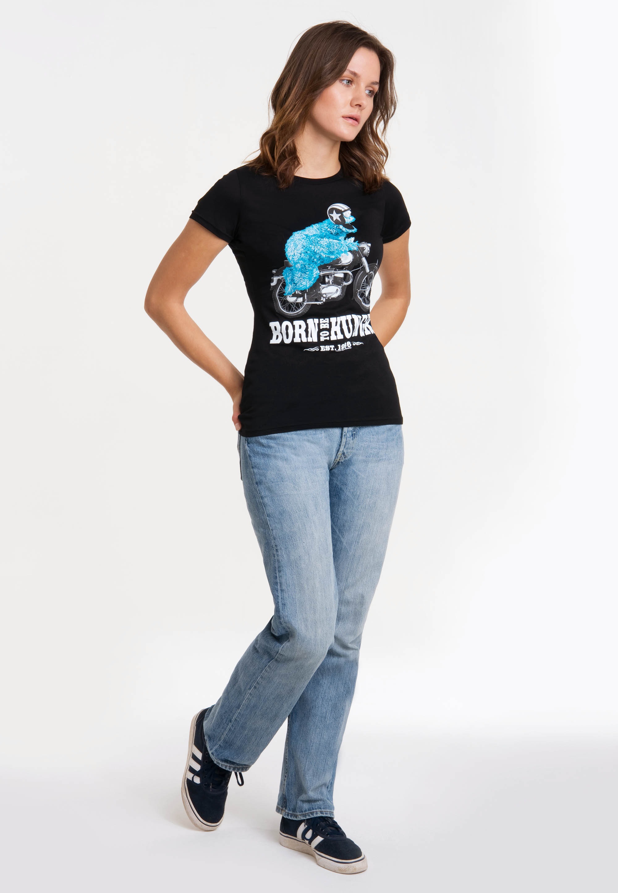 LOGOSHIRT T-Shirt »Sesamstraße - Krümelmonster Motorrad«, mit lizenziertem Print